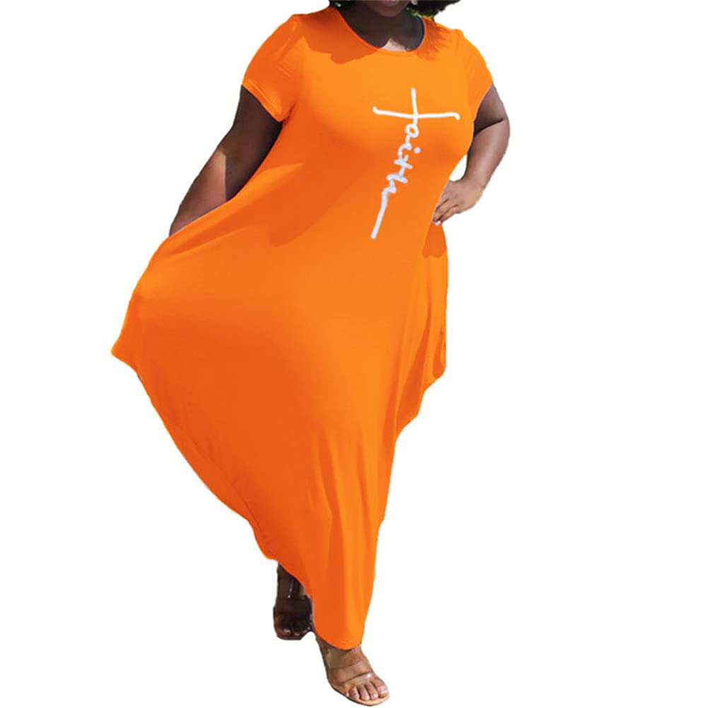 FORHVIPS Women's Faith Oversized Baggy T-Shirt Dress - Solid Color Casual Long Maxi Dress for Summer, Beach, Travel & Everyday Wear