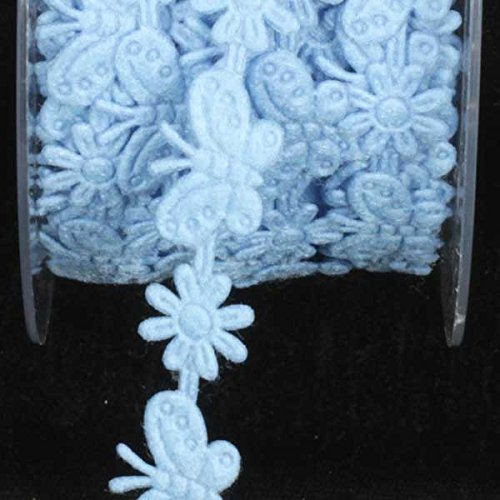 Light Blue Felt Butterflies and Flowers Woven Craft Ribbon - .625 Inch x 22 Yards - Perfect for DIY Scrapbooking, Gift Wrapping & Home Decor