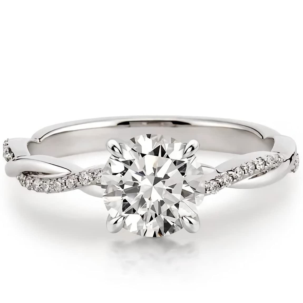 1.16 Carat (CTW) Moissanite Engagement Ring for Women - Platinum Plated Sterling Silver Wedding Band, Promise Ring, Anniversary Gift - Perfect for Proposals, Bridal Jewelry & Special Occasions