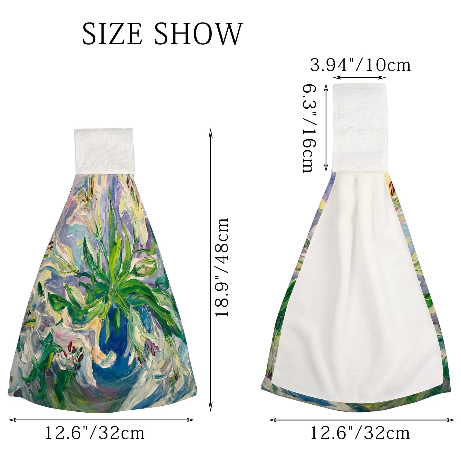 Premium Microfiber Kitchen Towels Set of 2 - Ultra Soft & Absorbent Hand Towels for Kitchen, Bathroom, Sink, Laundry Room & RV - Elegant White Lily Design - Perfect for Cooking, Cleaning & Home Decor
