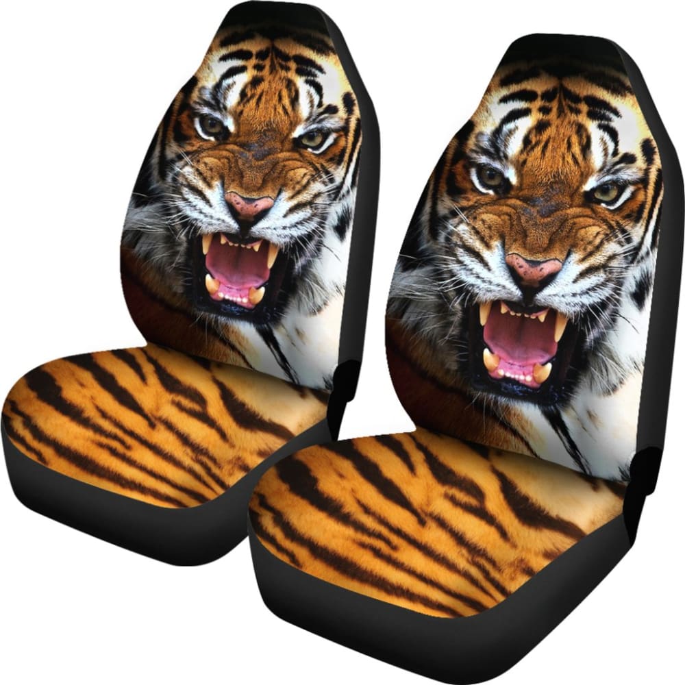 Premium Roaring Tiger Print Car Seat Covers - Universal Fit for Cars, Trucks & SUVs - Durable Neoprene Material - Perfect for Sports Fans, Gift Ideas & Vehicle Protection