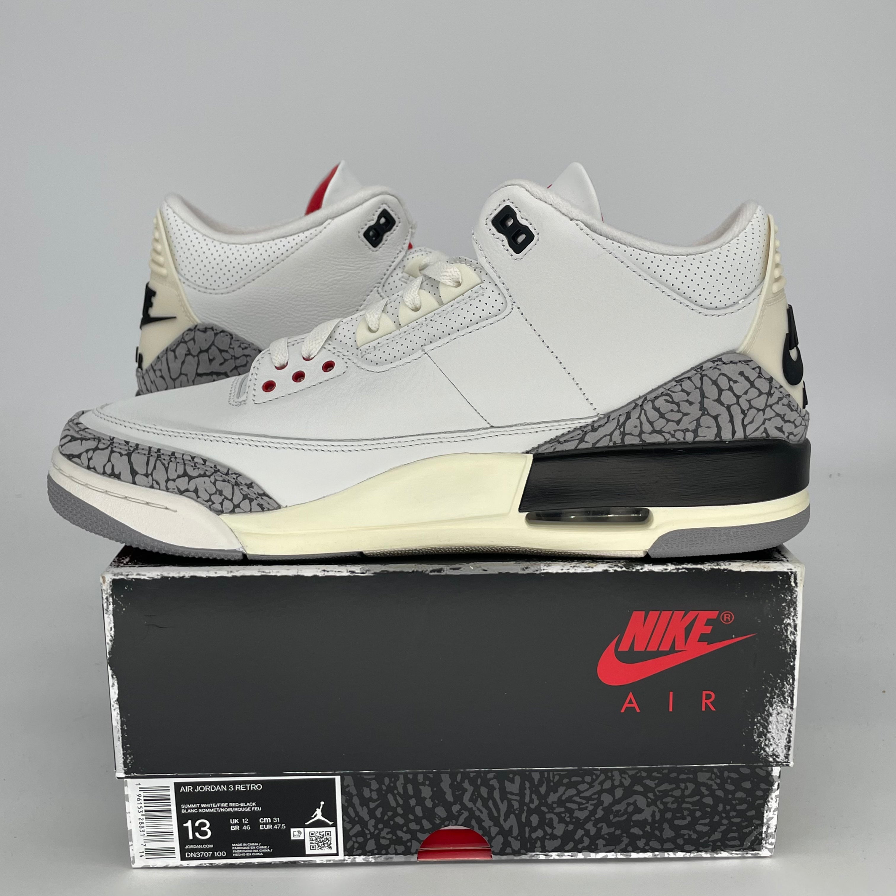 Original Air Jordan 3 White Cement Reimagined - Men's Size 13 (DN3707-100) | Retro Basketball Shoes for Sneaker Collectors & Streetwear Fashion