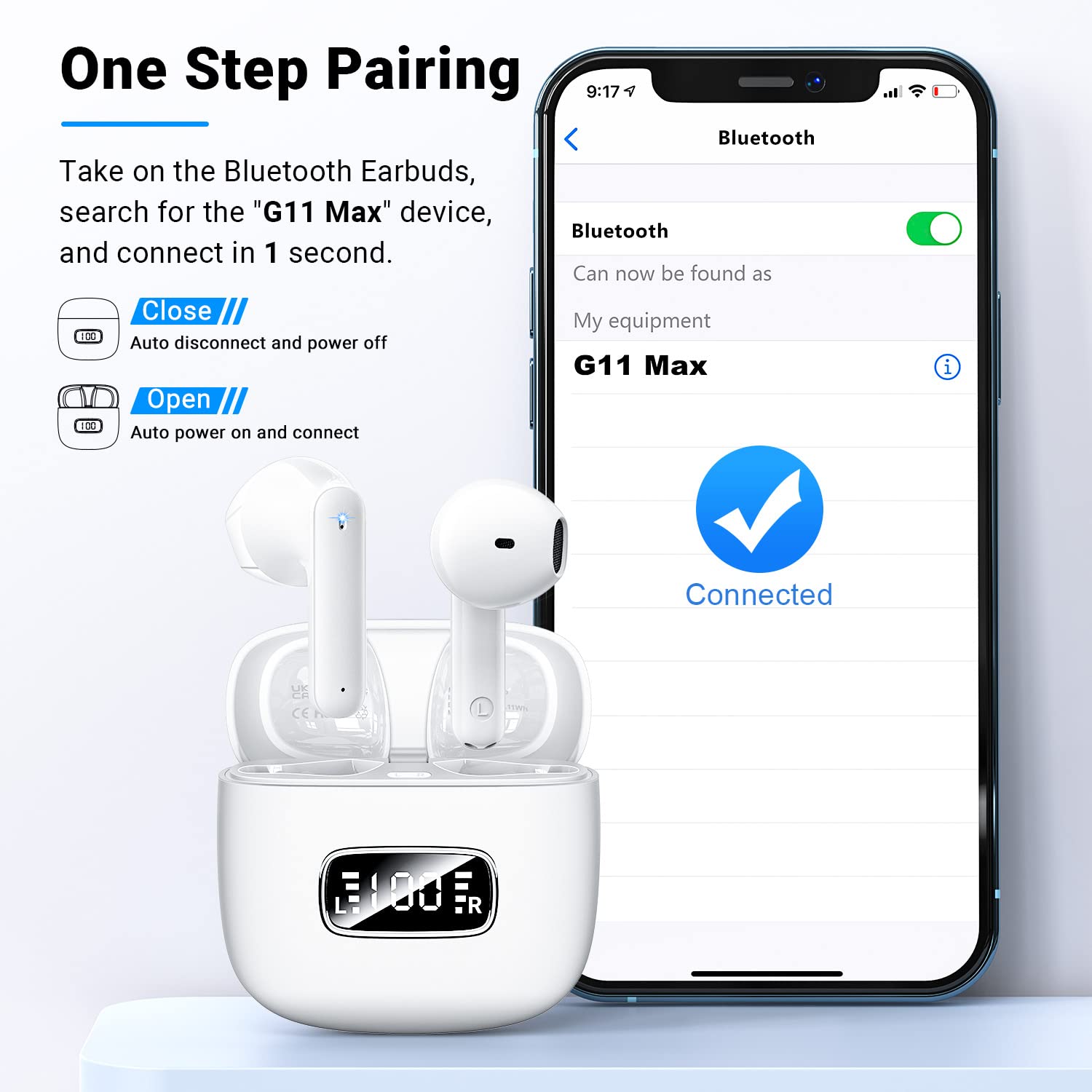 Wireless Earbuds Bluetooth 5.3 with Noise Cancelling - 40H Playtime, IP7 Waterproof for Sports & Travel