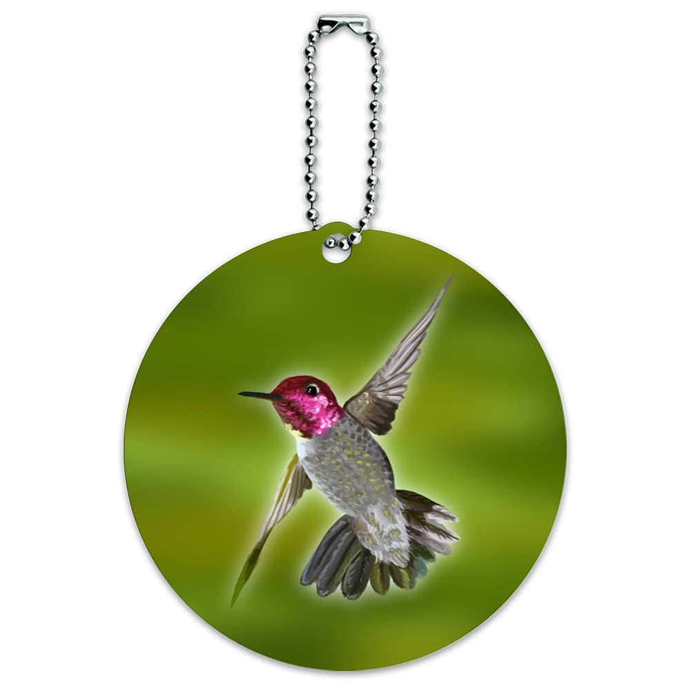 Hummingbird Luggage Tag - Round ID Card for Suitcase & Carry-On Bags | Perfect for Travel, Business Trips & Vacation