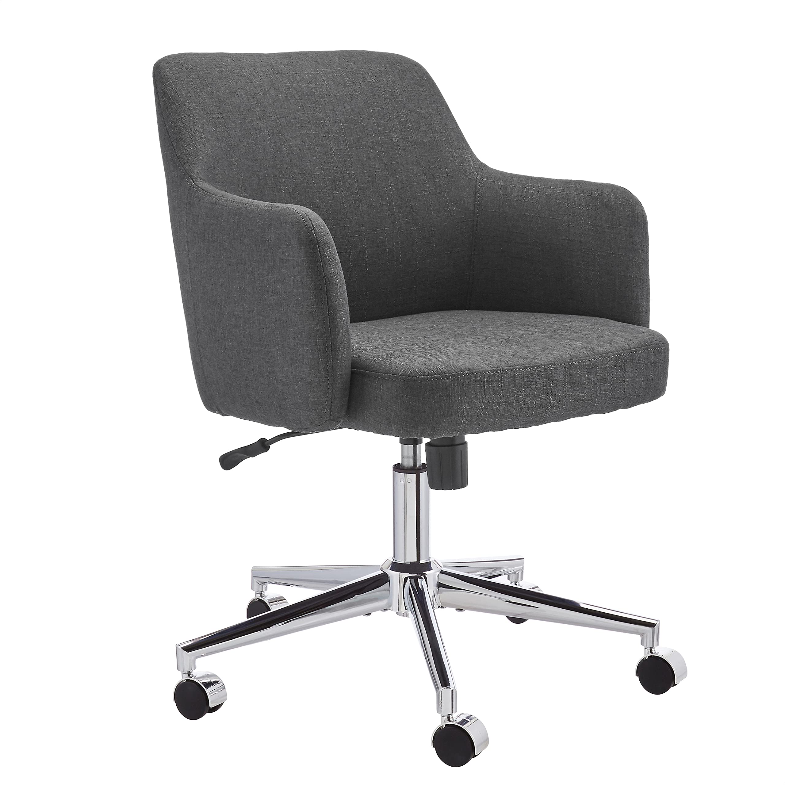 Amazon Basics Upholstered Home Office Chair with Adjustable Height, 360° Swivel & Rolling Wheels - Ergonomic Desk Chair for Work & Study - Charcoal Gray - Perfect for Home Office, Gaming & Workspace