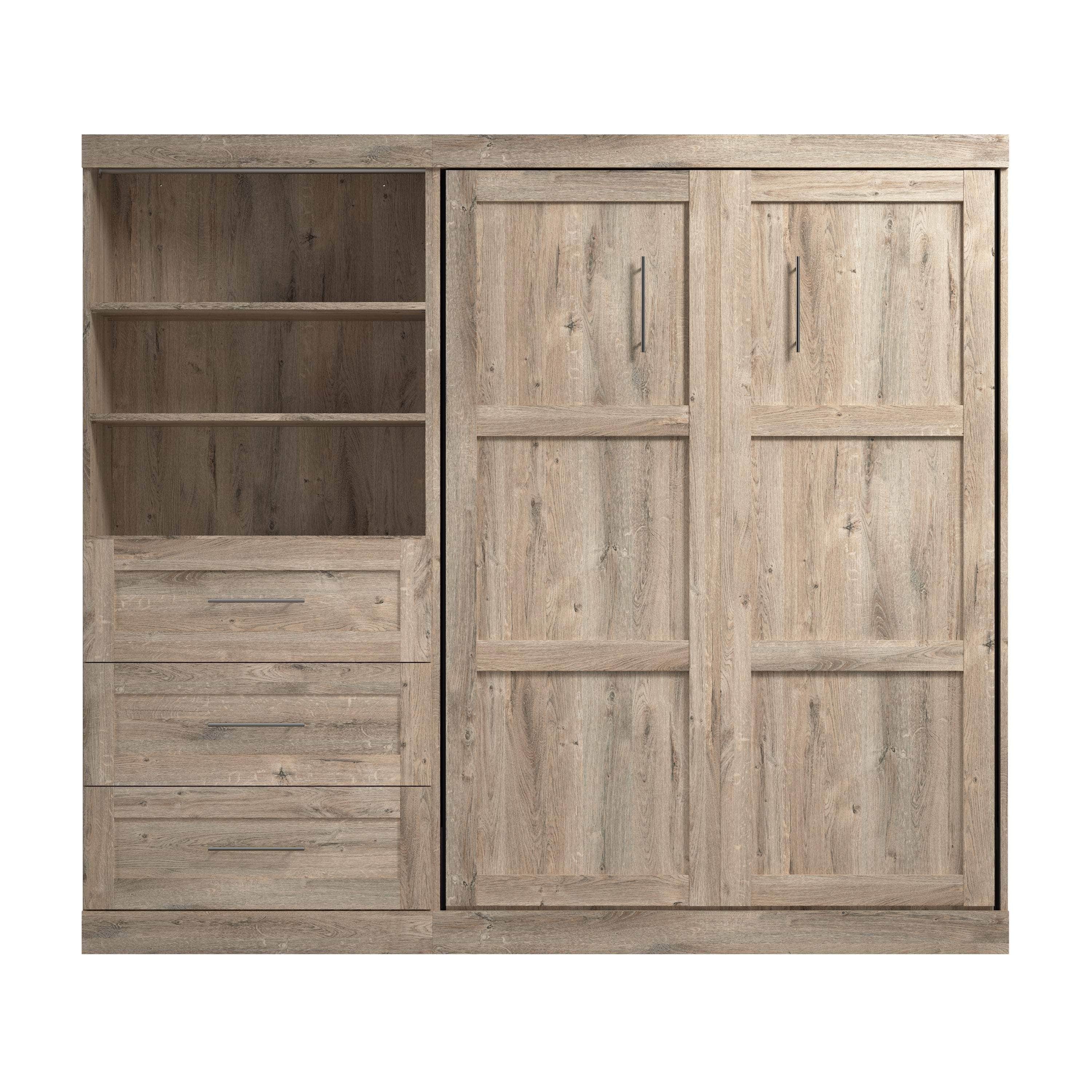 Pur Full Murphy Wall Bed with Storage Drawers - Space-Saving Foldable Bed for Small Apartments & Guest Rooms (95W, 3 Color Options)
