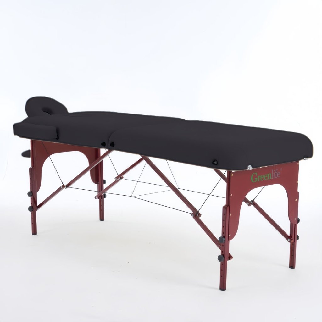 Premium 5-Inch Thick 2-Section Portable Massage Table by Greenlife® - Black & Cream - Ideal for Home Spa, Professional Therapy & Mobile Massage Services