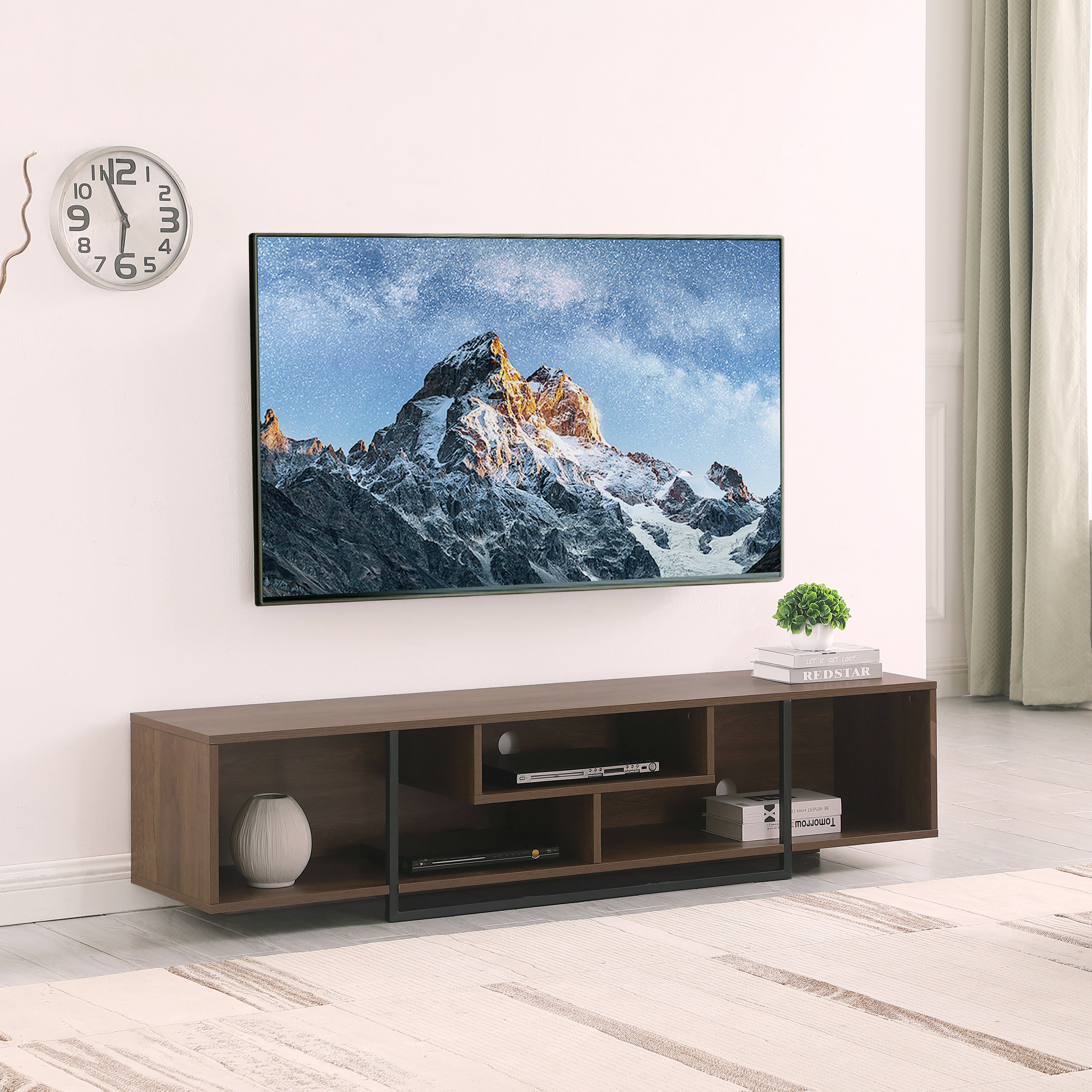 Tauris™ Vader 1800 Dark Oak Open Style Entertainment Unit TV Cabinet - Modern Media Console for Living Room Home Theater Setup