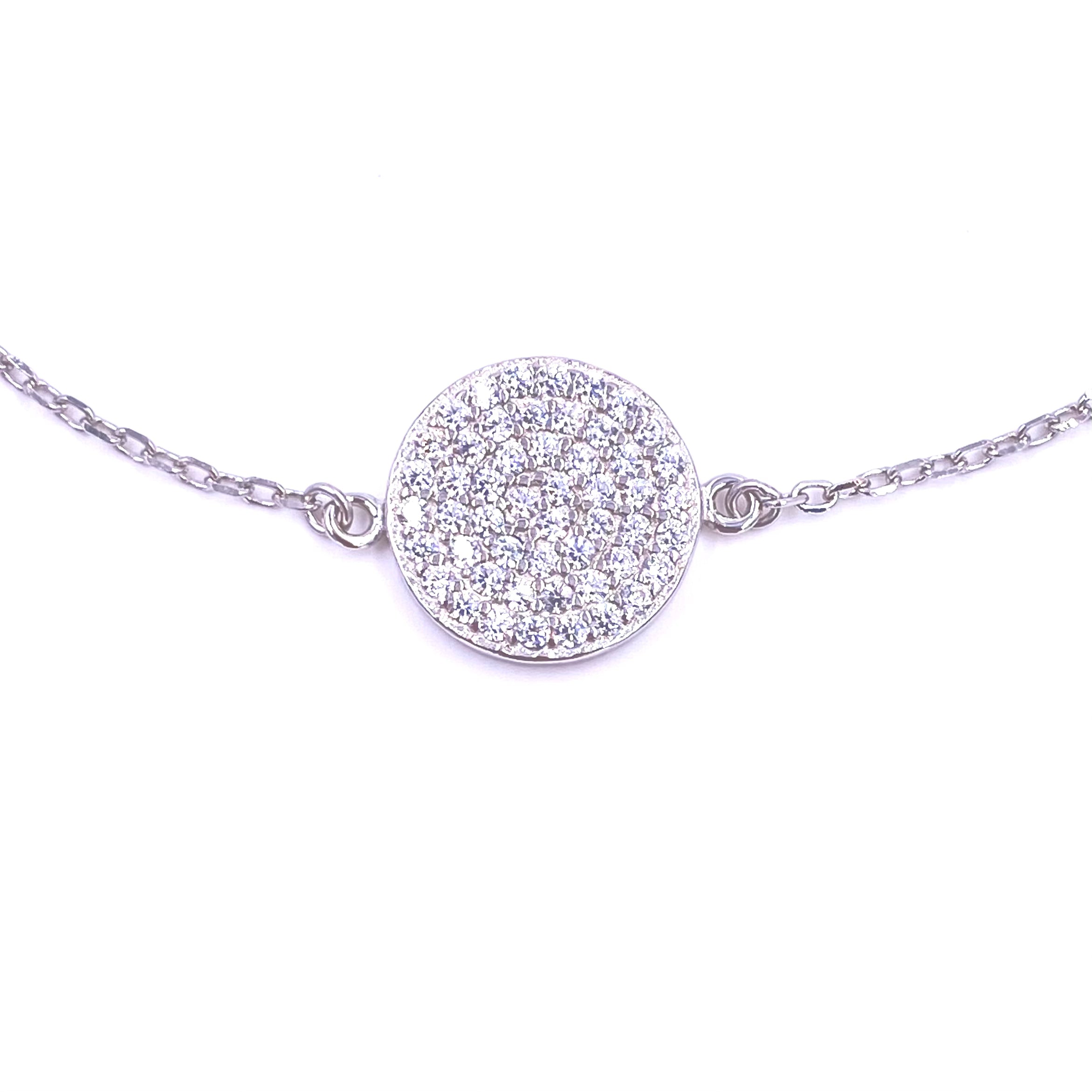 Ashley Gold Sterling Silver CZ Encrusted Circle Clasp Bracelet for Women - Elegant Cubic Zirconia Jewelry Gift for Birthday, Anniversary & Special Occasions