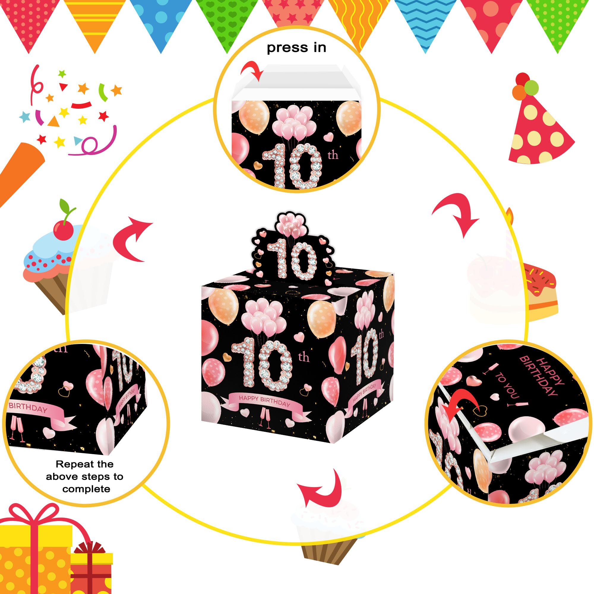 10th Birthday Money Gift for Kids - Cash Gift for Boys & Girls - 35PCS Birthday Party Decorations & Supplies - Perfect for Birthday Surprise Parties & Celebrations