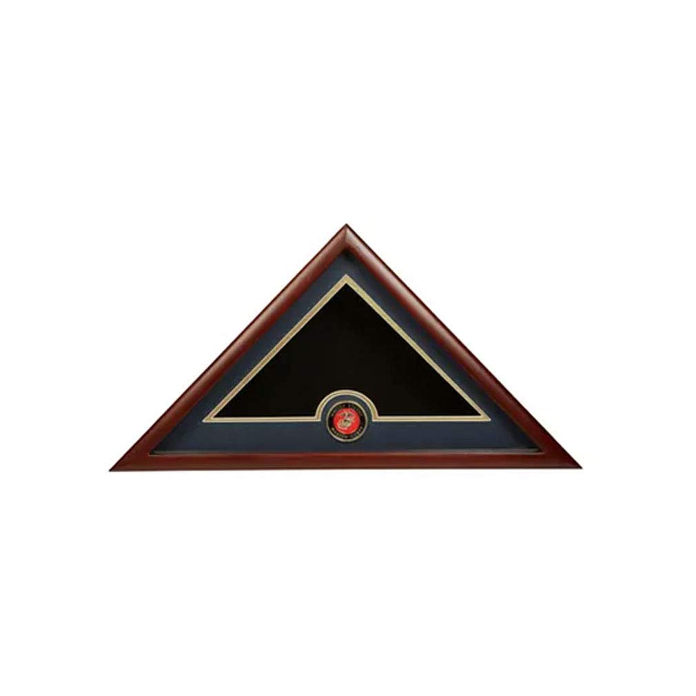 Premium US Flag Display Case with Marine Corps Medallion - American Flag Shadow Box for Wall Mounting - Perfect for Military Home Decor, Patriotic Gifts & Veterans Day Display