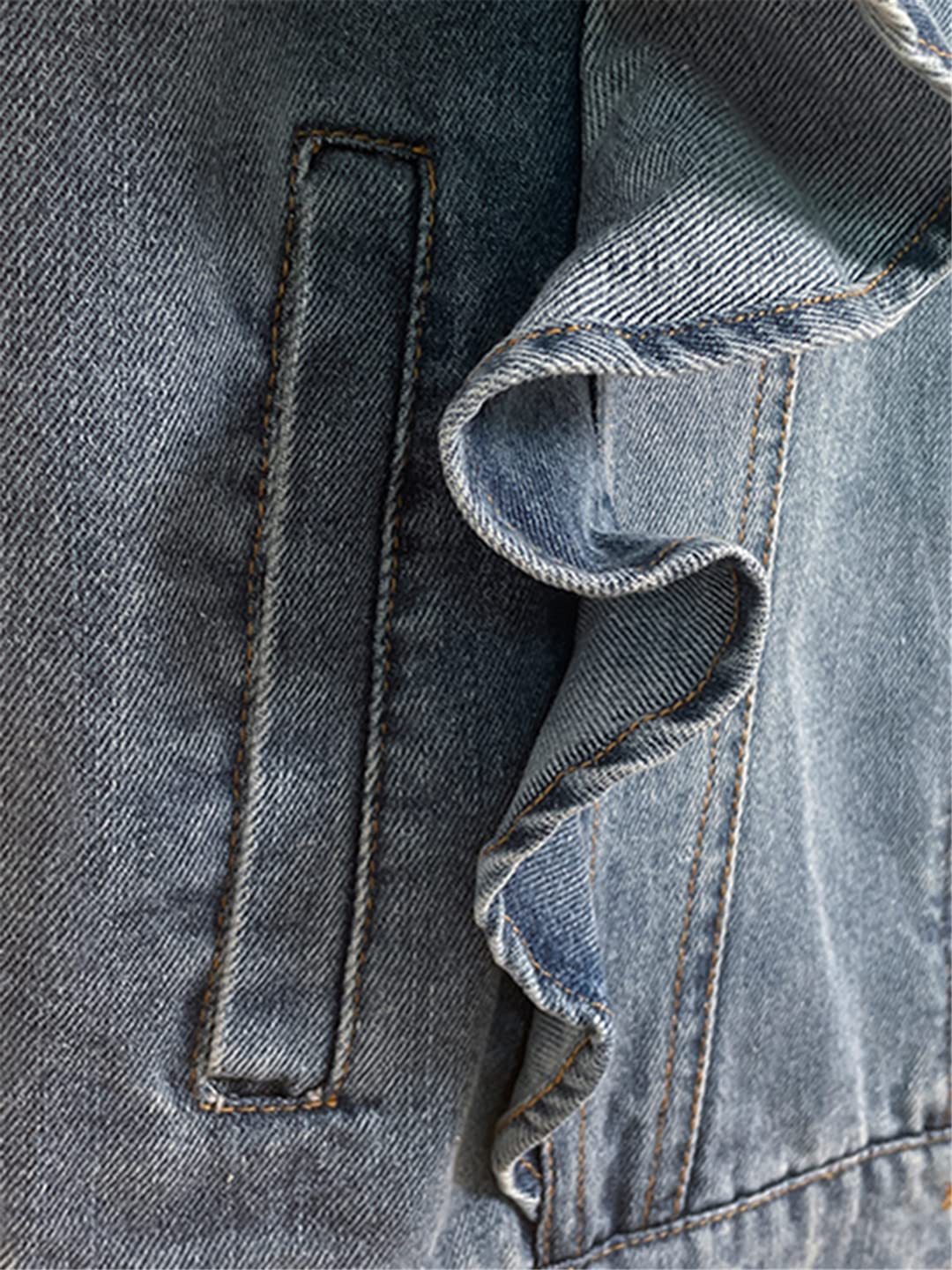 Women's Denim Vest with Turn-Down Collar & Patchwork Details - Single Breasted Jacket with Ruched Pockets | Casual Outfits, Layering Piece for Spring/Fall Fashion