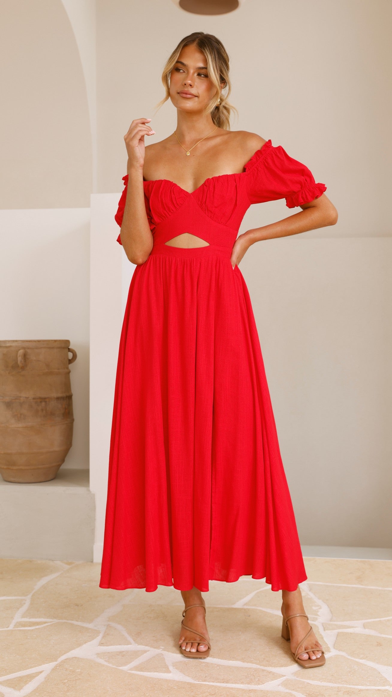 Stylish Hulu Maxi Dress in Red - Perfect for Summer Beach Vacations, Casual Outings & Boho Chic Fashion