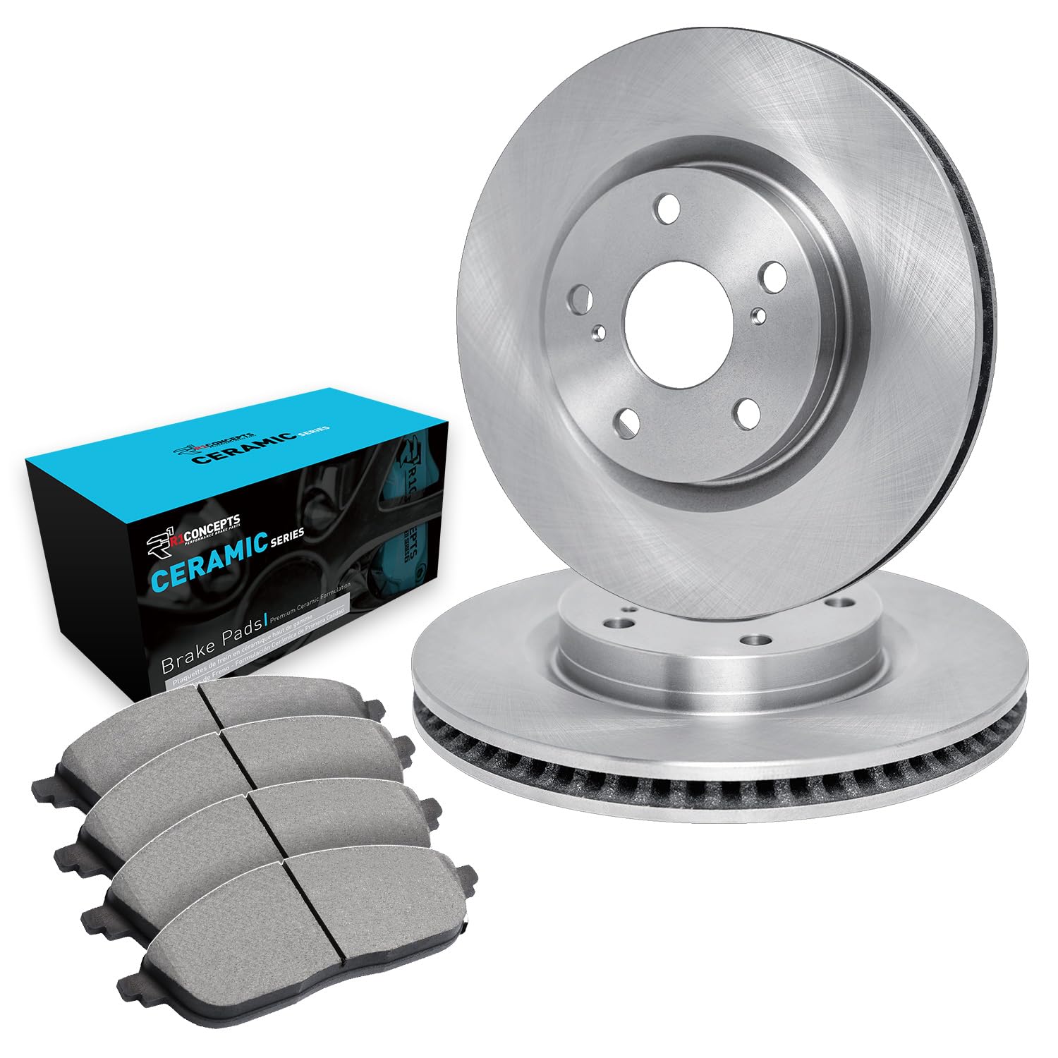 R1 Concepts Premium Ceramic Front Brake Pads and Rotors Kit - Compatible with 2003-2005 Lincoln Aviator | Smooth Stopping Power for City Driving & Highway Safety