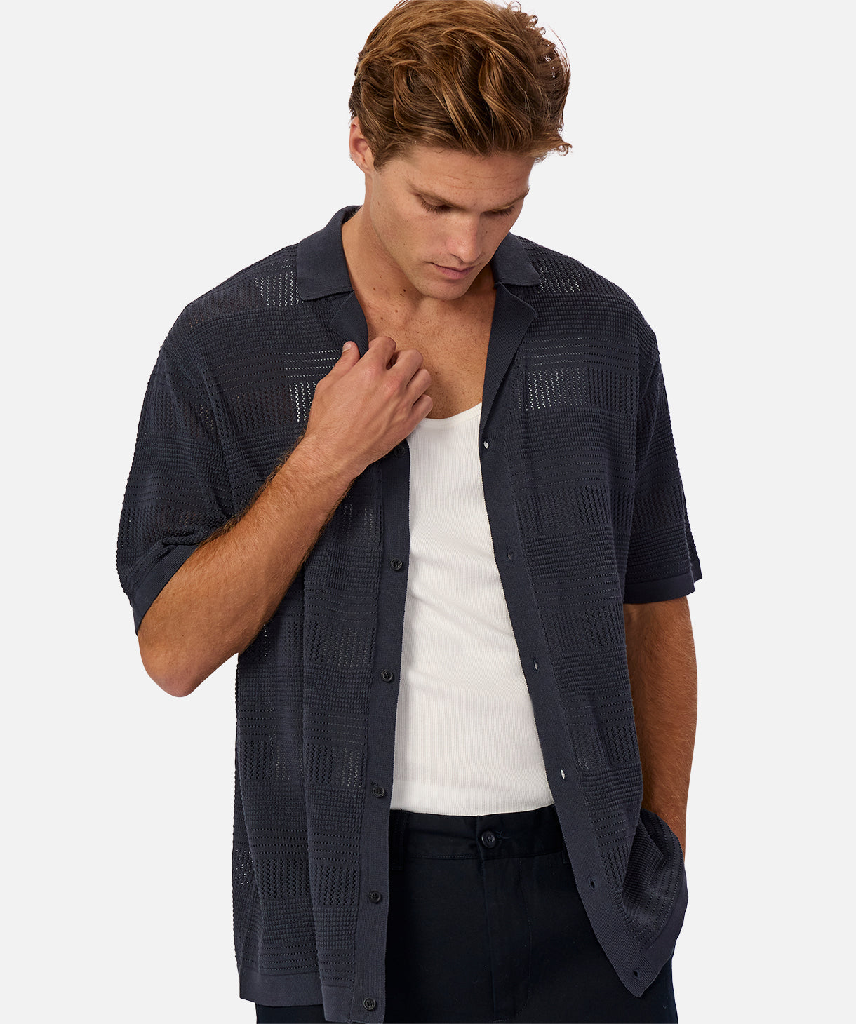 Vercelli Short Sleeve Shirt for Men - Dark Ocean Blue Casual Button Down Shirt | Perfect for Office, Date Night & Summer Outings