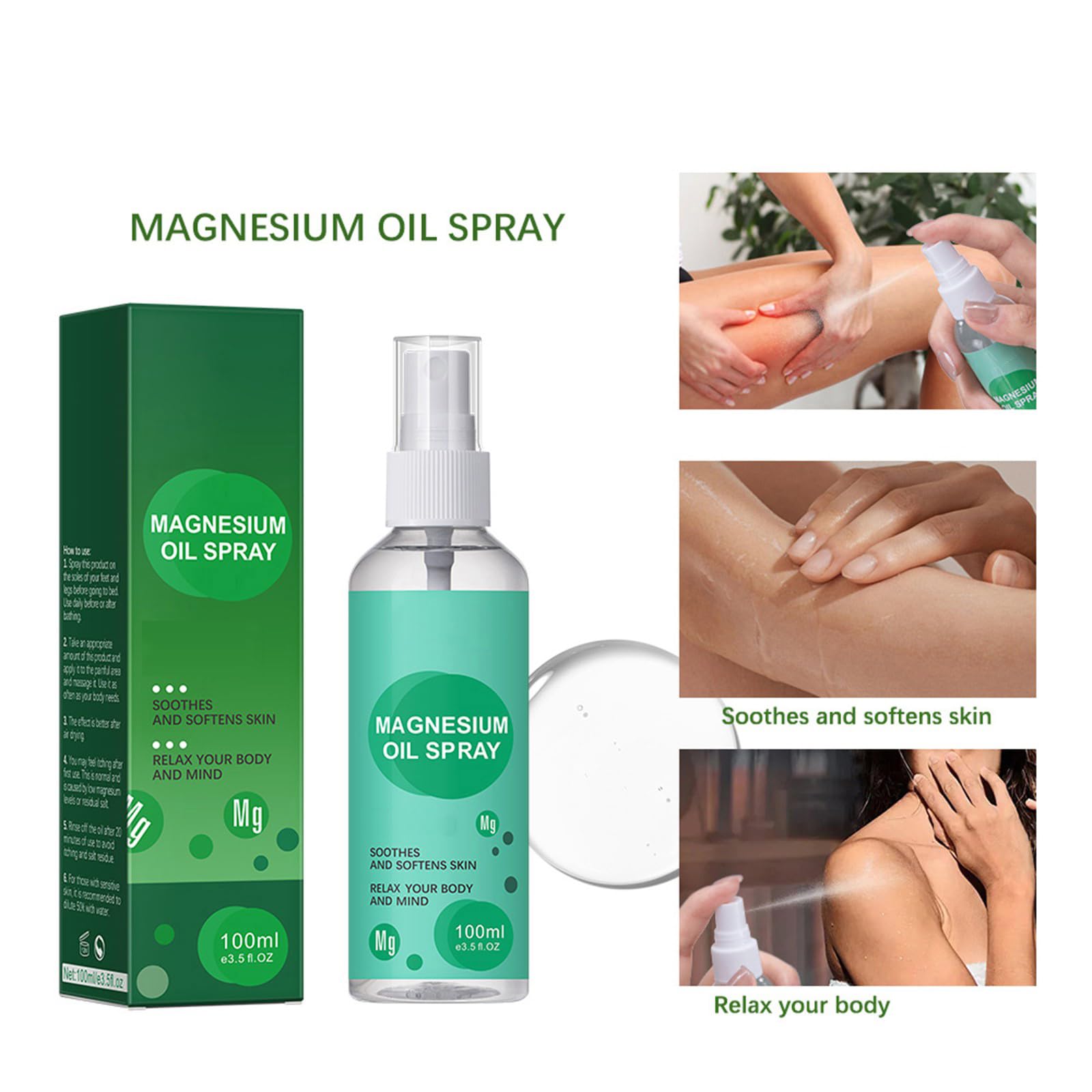 Pure Magnesium Oil Spray for Feet, Back & Knee Pain Relief - Natural Topical Magnesium Oil for Muscle Relaxation & Body Massage | Perfect for Post-Workout Recovery & Stress Relief