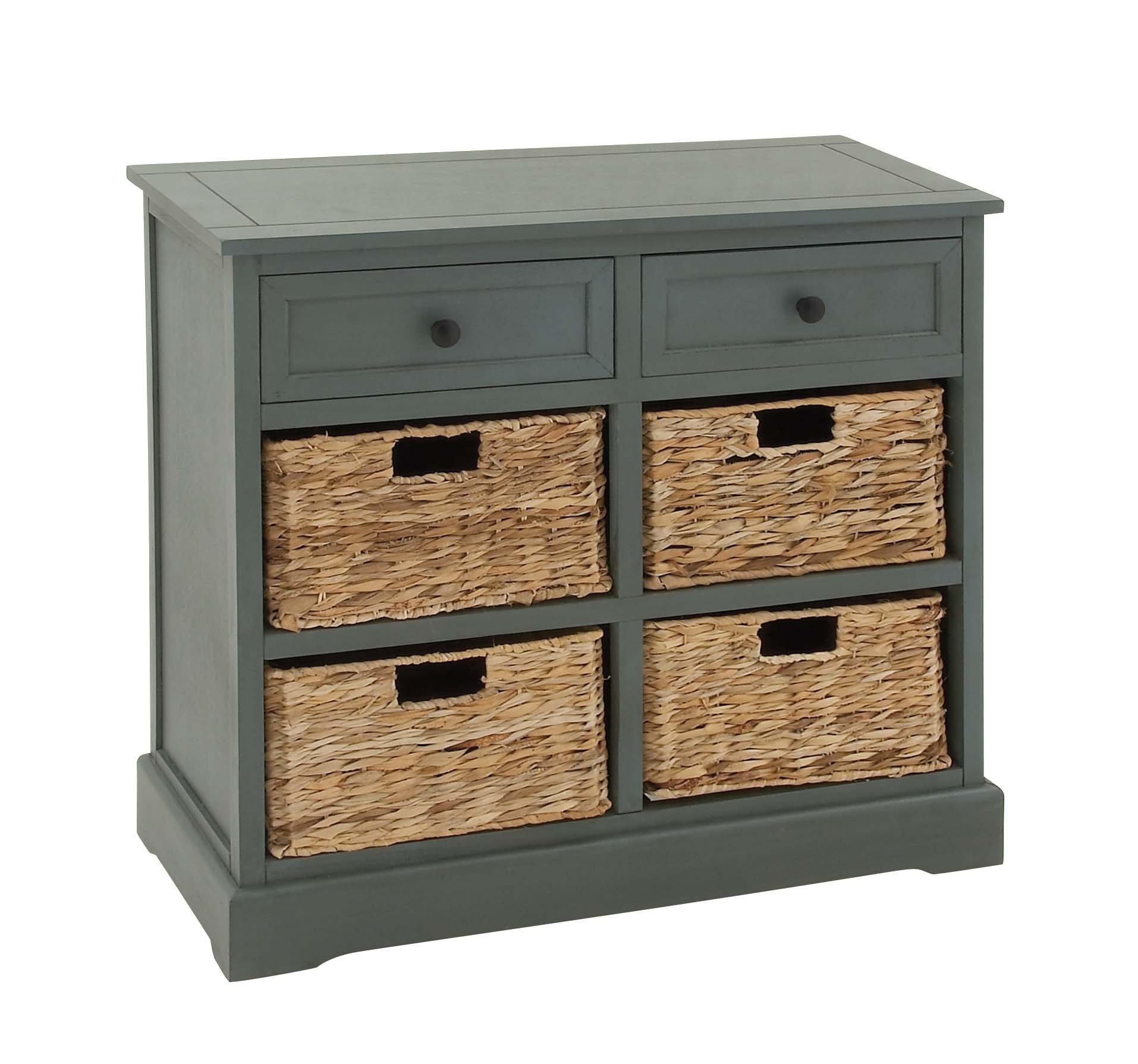 Deco 79 Wooden Storage Organizer with 4 Baskets & 2 Drawers - 30 x 13 x 28 Inches, Turquoise - Perfect for Bedroom Closet, Bathroom, Nursery or Entryway Organization