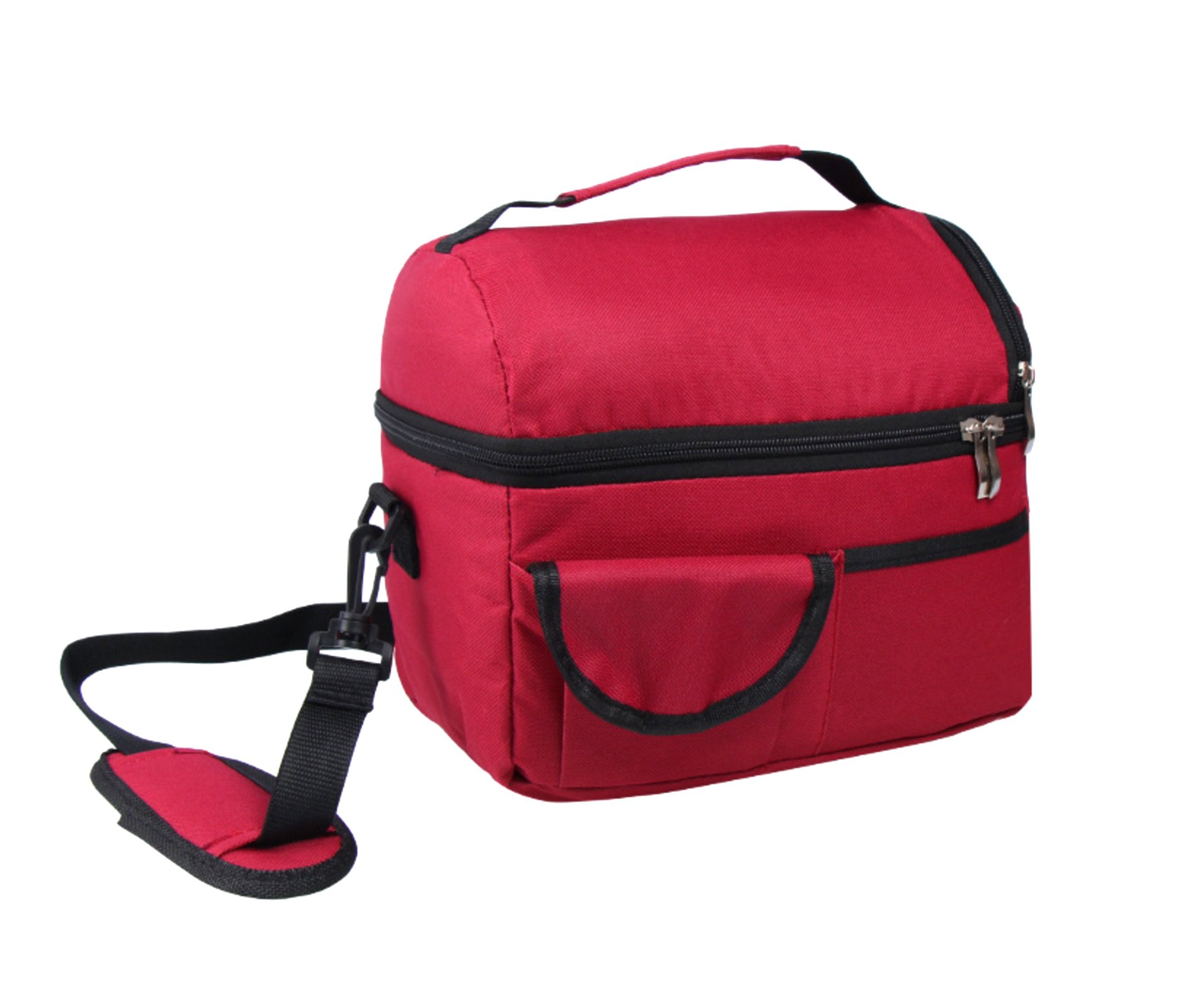 WSLCN 8L Double Thick Insulated Cooler Bag - Leakproof Thermal Lunch Box for Picnic, Beach, Camping & Travel - Burgundy Cold Storage Tote for Food, Drinks & Ice Packs