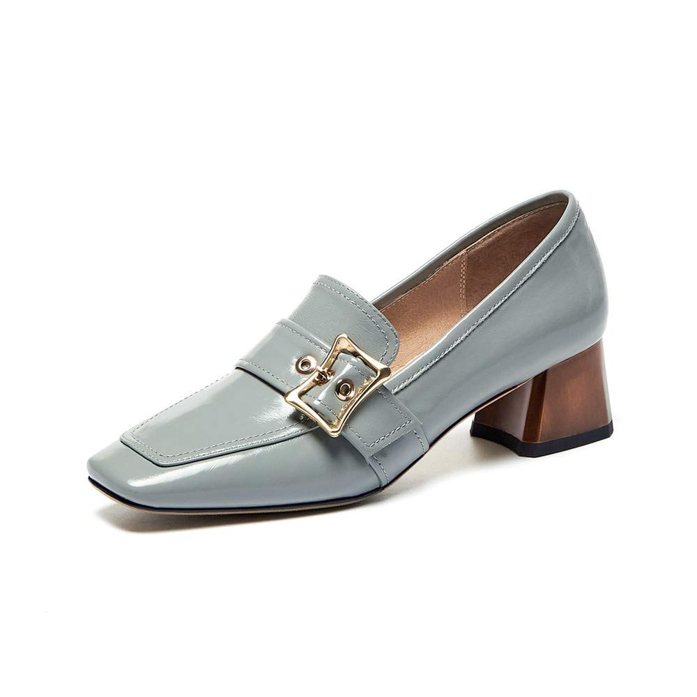 TinaCus Women's Genuine Leather Square Toe Loafers - Handmade Buckle Detail Low Chunky Heel Slip-On Shoes for Casual Wear | Perfect for Office, Travel & Everyday Comfort