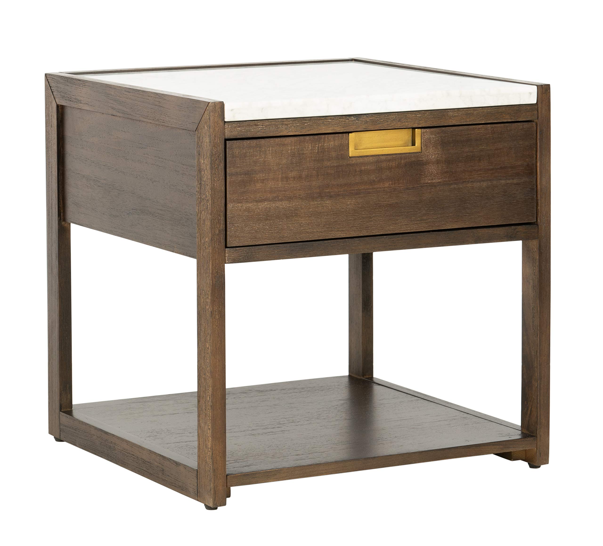 Safavieh Couture Adeline Dark Chocolate 1-Drawer Nightstand - Bedroom Storage Furniture for Small Spaces, Modern Bedside Table with Drawer for Home Decor