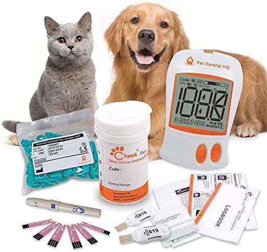 Pet Blood Glucose Monitor Kit for Dogs & Cats - Includes 50 Test Strips | At-Home Diabetes Testing for Pets | Vet-Recommended Glucose Meter for Pet Health Monitoring