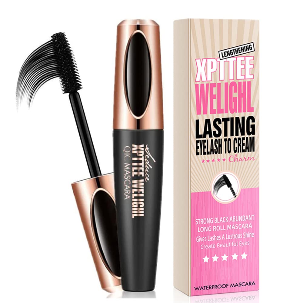 4D Silk Fiber Waterproof Mascara - Black Long Lasting Smudge-Proof Eyelash Enhancer for Volume & Length | Perfect for Daily Wear, Night Out & Special Occasions