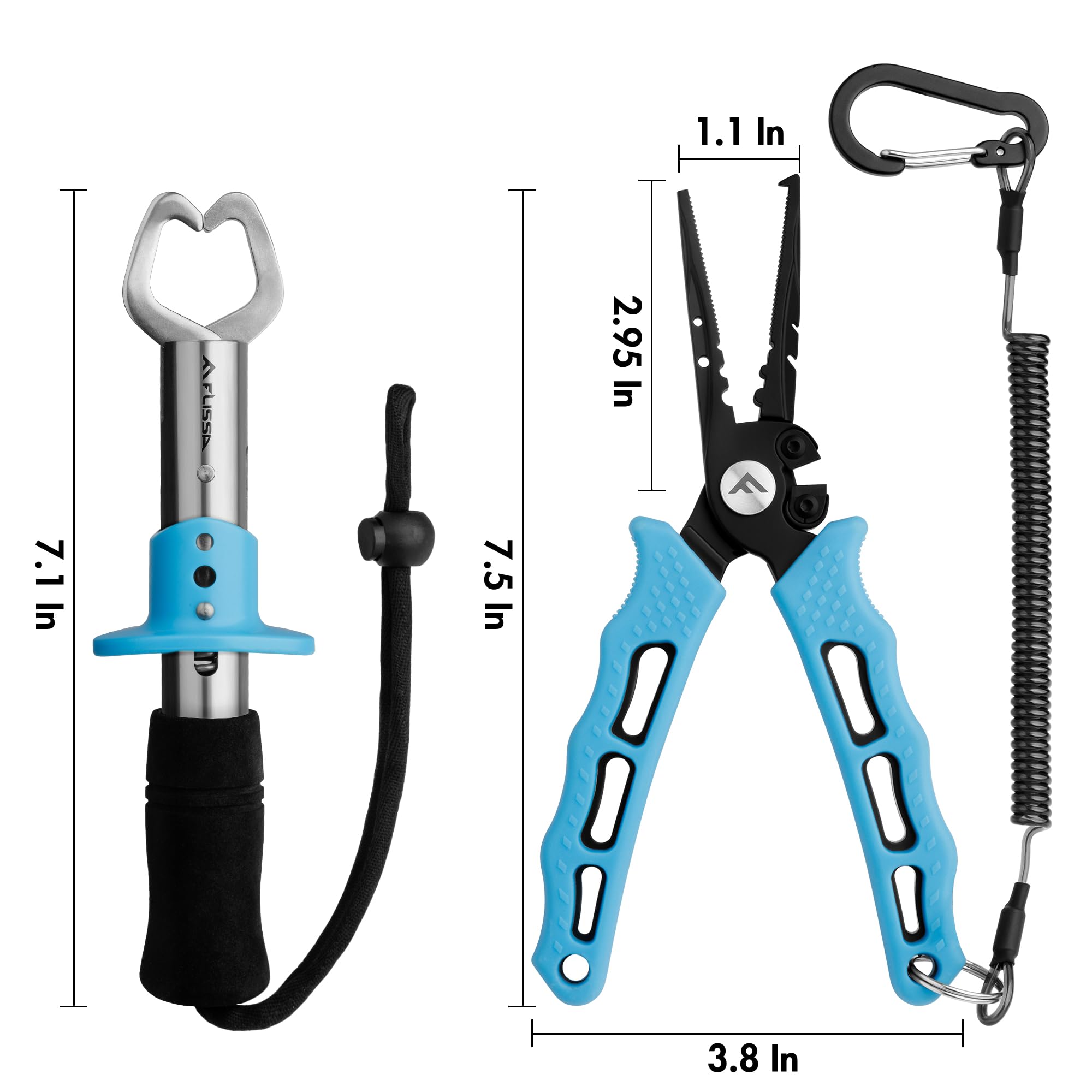 FLISSA 7.5 Inch Stainless Steel Fishing Pliers - 420 Corrosion Resistant Hook Remover & Split Ring Tool with Braid Cutters, Sheath & Lanyard - Perfect for Saltwater Fishing, Bass Angling & Tackle Maintenance