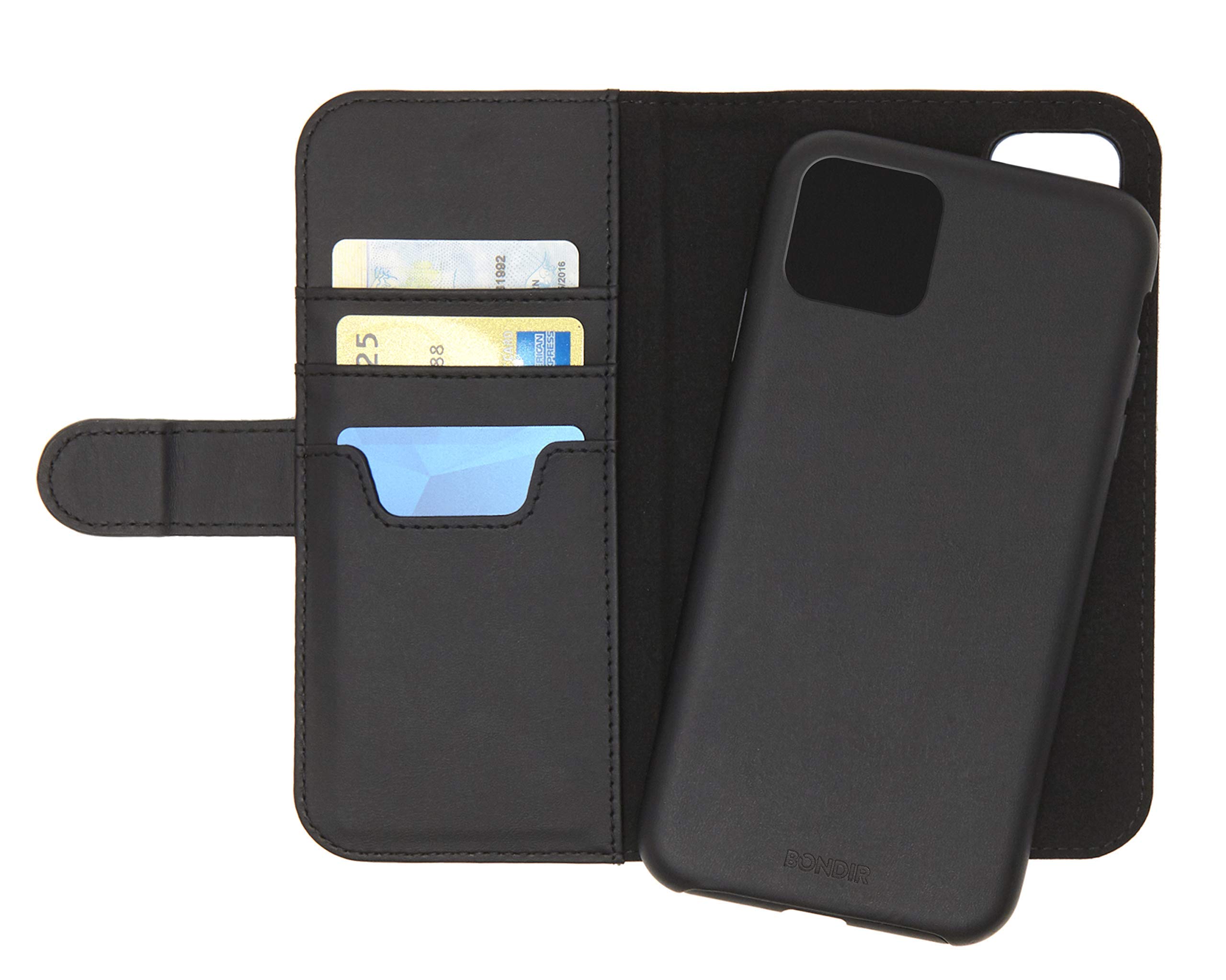 Premium Magnetic Detachable Leather Wallet Case for Apple iPhone 11 Pro - Black (2 in 1) | Slim Protective Cover with Card Holder for Everyday Use & Travel