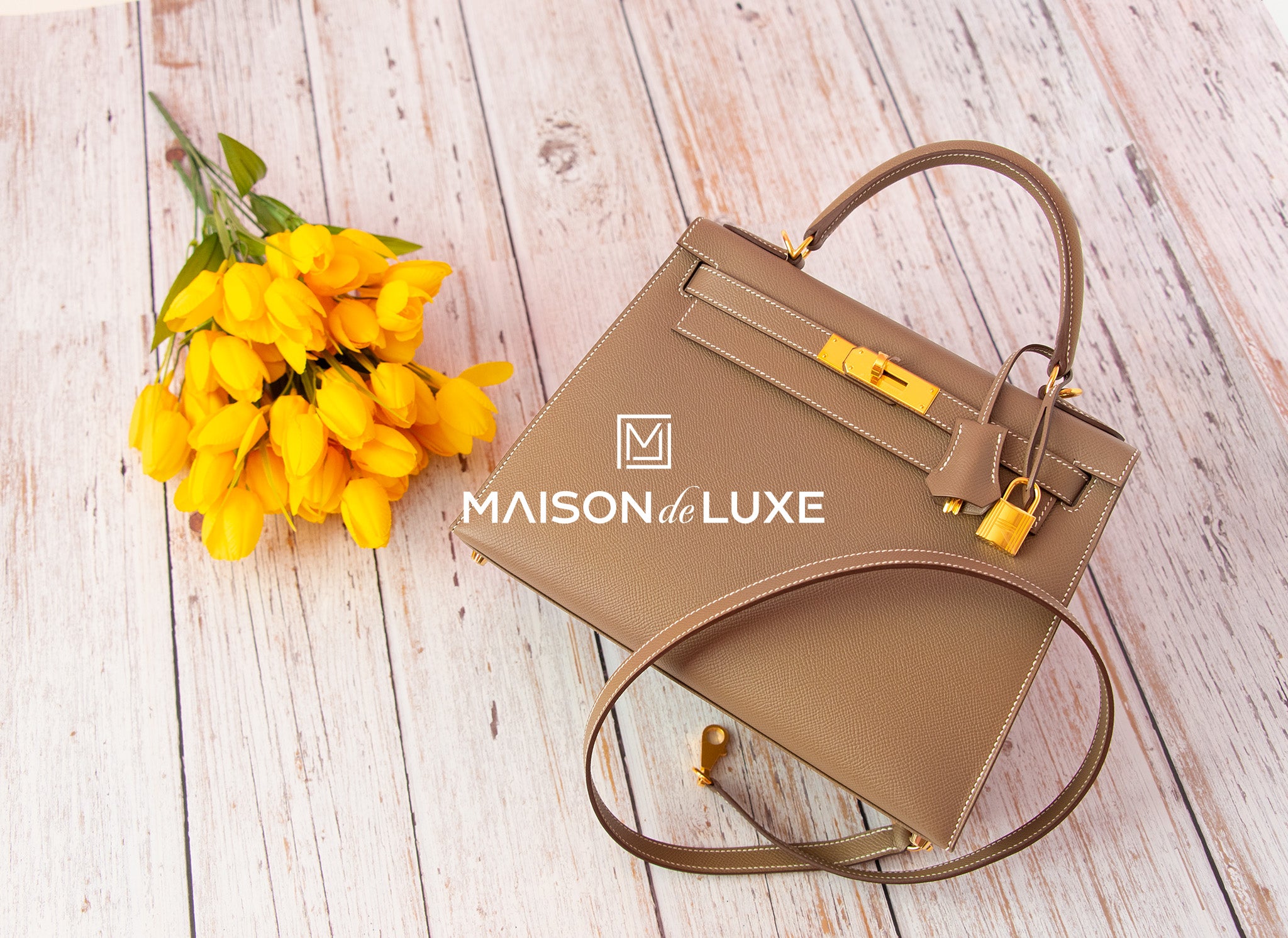 Authentic Hermes Kelly 28 Handbag in Etoupe Sellier Epsom Leather - Luxury Designer Shoulder Bag for Women, Perfect for Work, Travel & Special Occasions