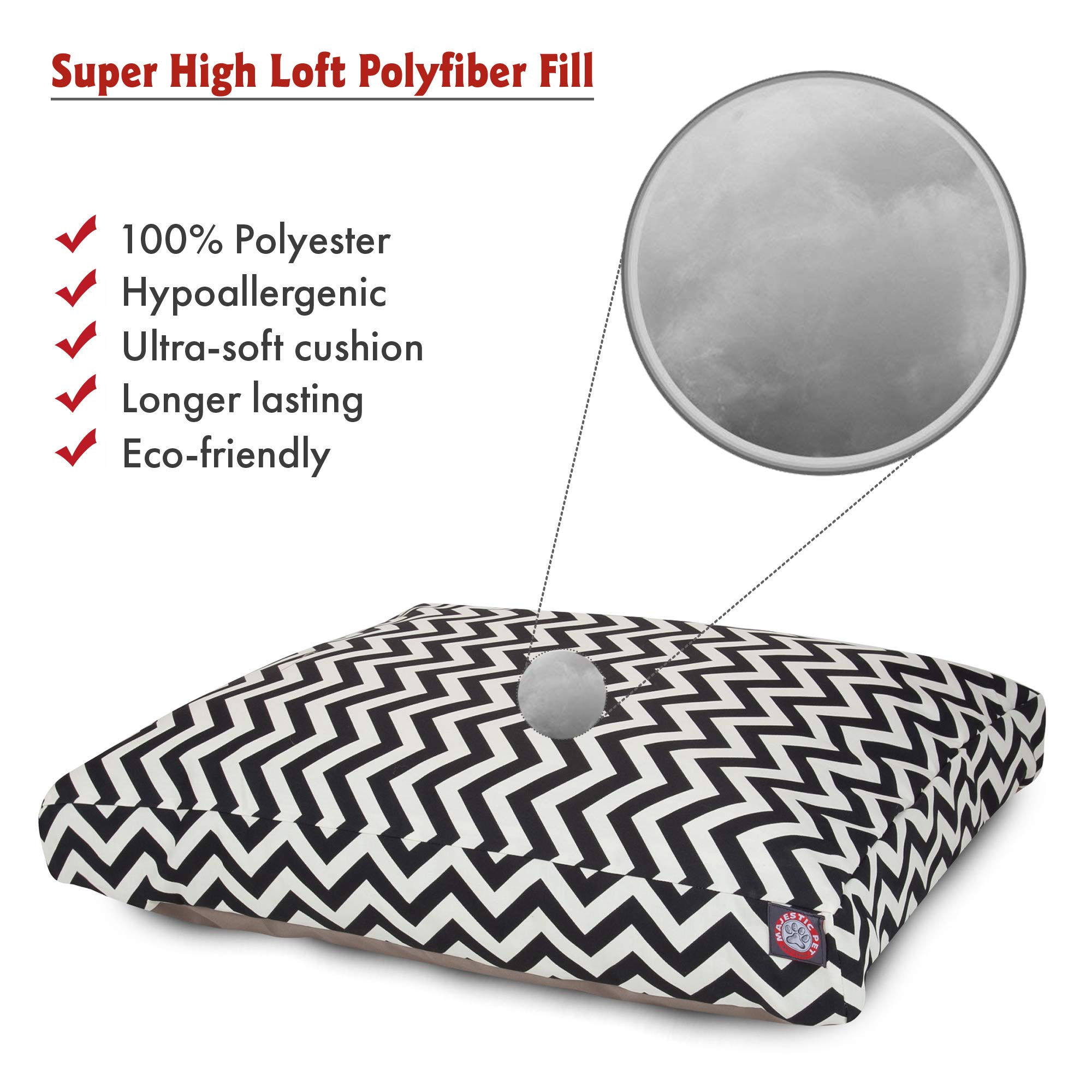 Majestic Pet Chevron Rectangle Washable Dog Bed – Non-Slip Comfortable Crate & Kennel Bed with Removable Cover – Medium Size Black Polyester Fiber Pet Bed for Sleeping, Lounging & Travel