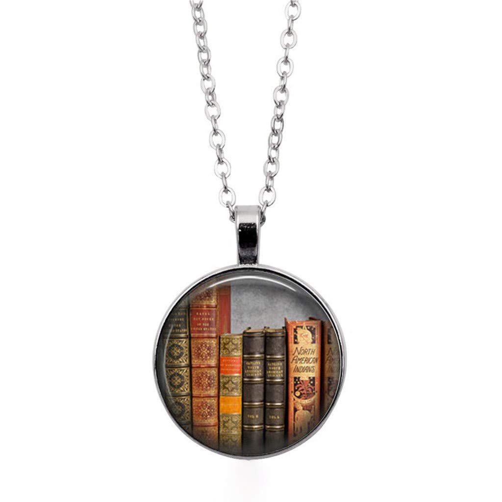 Vintage Silver Heart Pendant Necklace for Women - Elegant Library & Book Inspired Jewelry - Perfect for Gifts, Date Nights, and Book Lover Accessories