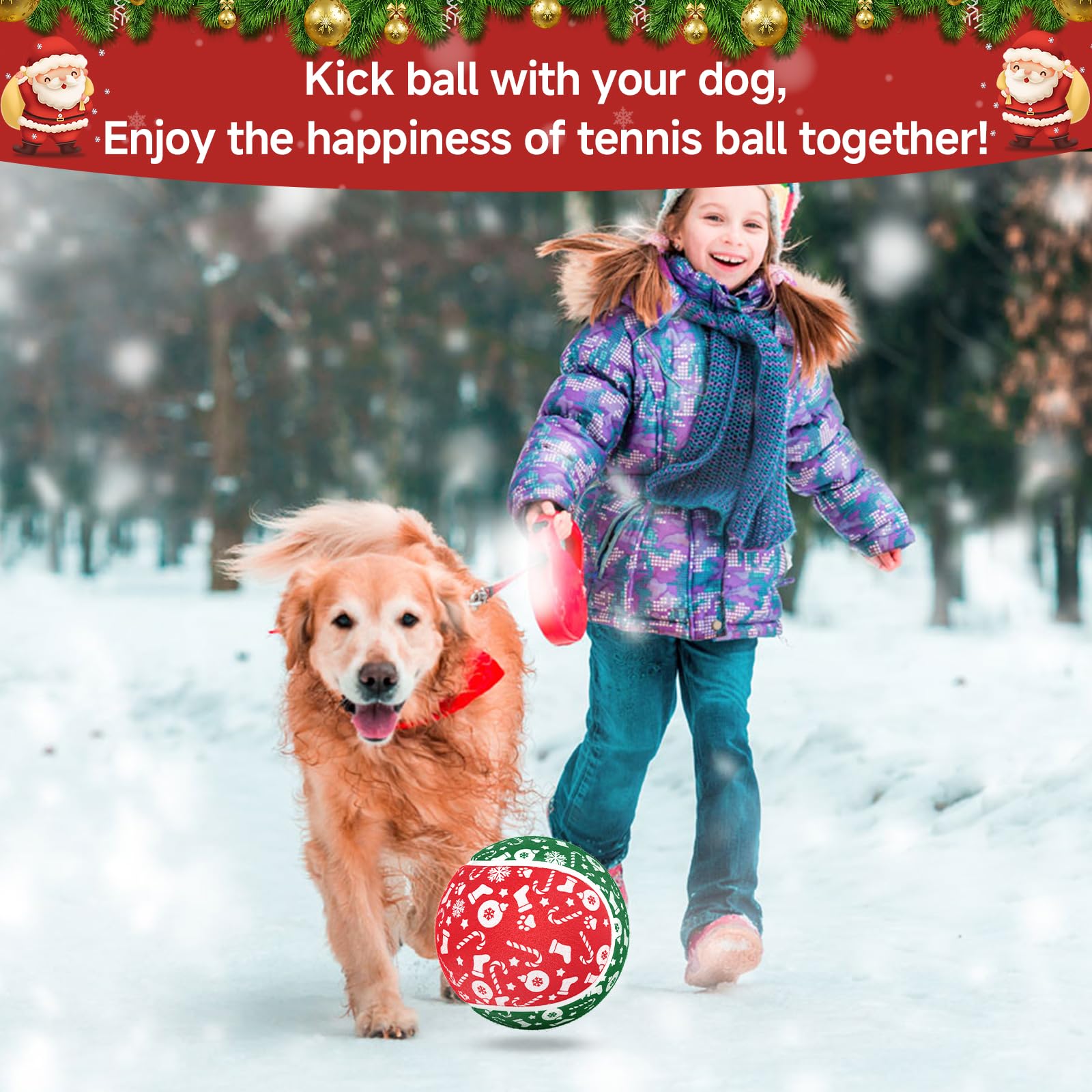 **QDAN Christmas Dog Toys - Giant 9.5 Inch Tennis Ball for Large & Medium Dogs - Durable Outdoor Play Ball for Fetch & Training - Perfect Birthday Gift for Active Dogs**    *(Ideal for backyard play, beach trips, or dog park adventures!)*