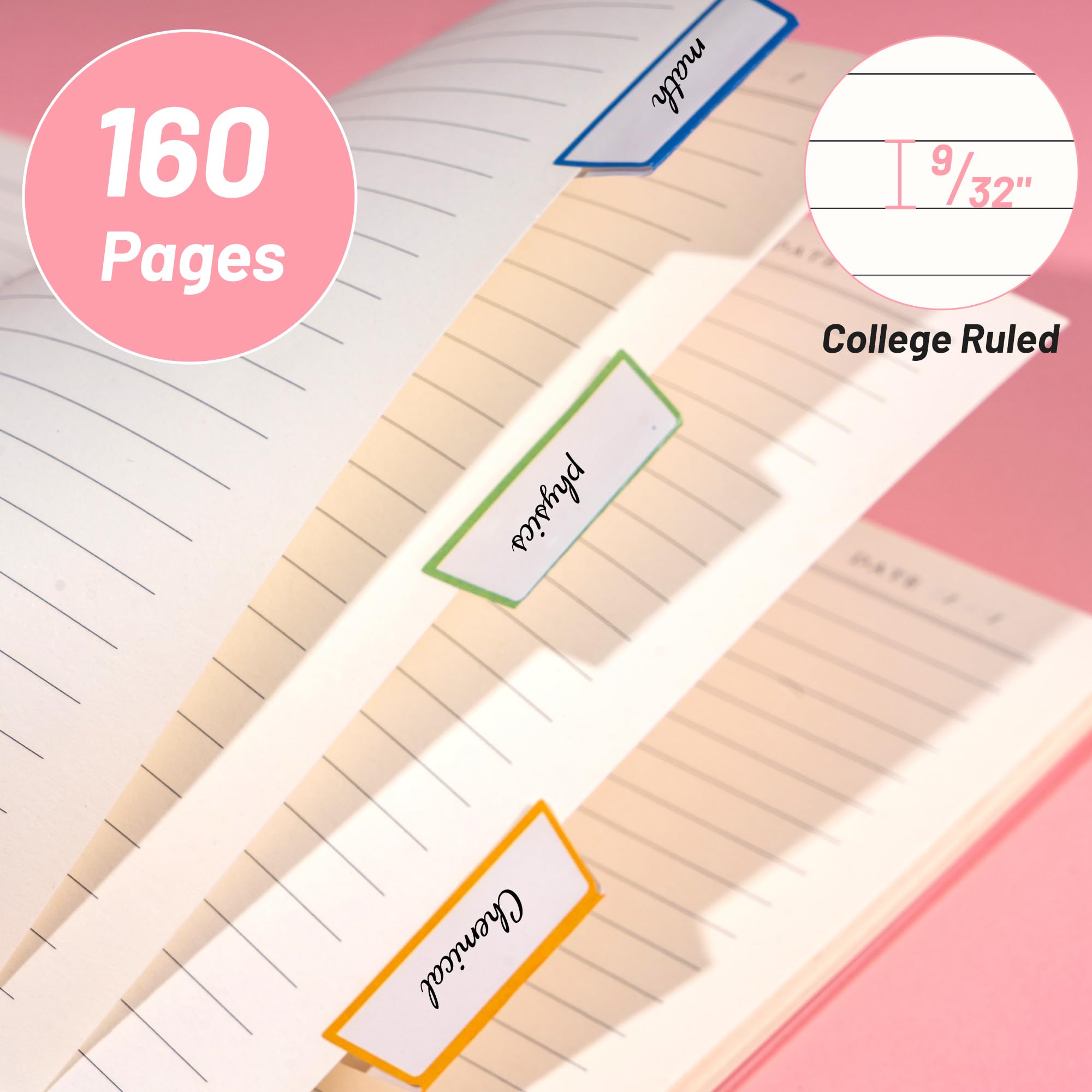 Premium A5 Spiral Notebook - 5x7 College Ruled Lined Journal with 160 Pages, Pink Spiral Bound Notebook for Women & Men | Perfect for Work Note Taking, School, Office, and Daily Planning