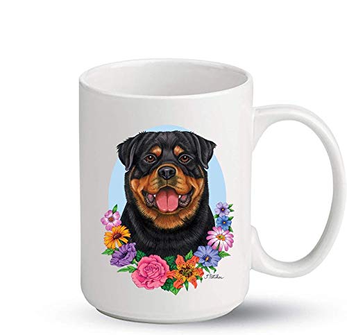 Rottweiler Themed 15oz Ceramic Coffee Mug - Best of Breed Dog Lover Gift for Home, Office, or Camping Use