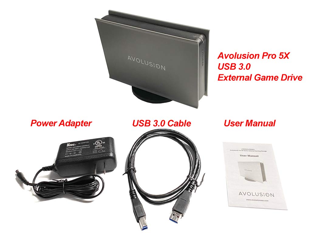 Avolusion PRO-5X 4TB USB 3.0 External Hard Drive for PC, Mac, PS4, PS5, Xbox One & Xbox Series X|S - Portable Storage for Gaming, Backup & Media (Renewed, 2-Year Warranty) - Perfect for Gamers, Professionals & Home Entertainment