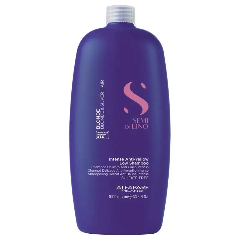 Alfaparf Milano Semi Di Lino Anti-Yellow Shampoo for Blonde Hair - 1L (33.8 fl oz) - Neutralizes Brassiness & Enhances Shine for Blonde & Highlighted Hair