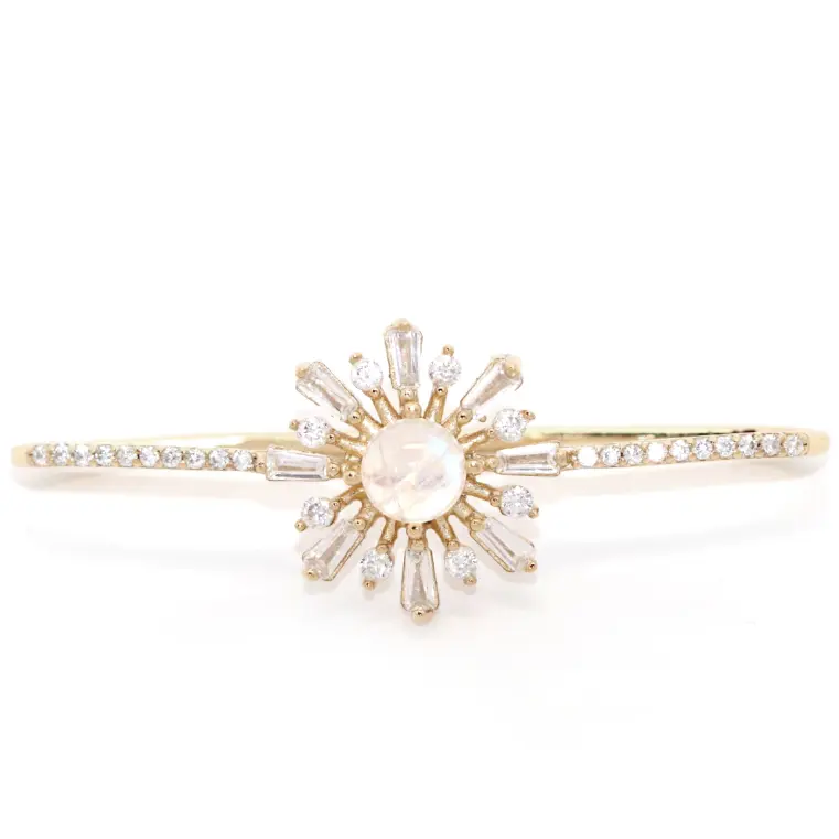 Sonya Burst Moonstone Ear Cuff - Elegant Boho Ear Climber for Women, Perfect for Parties, Weddings & Everyday Wear