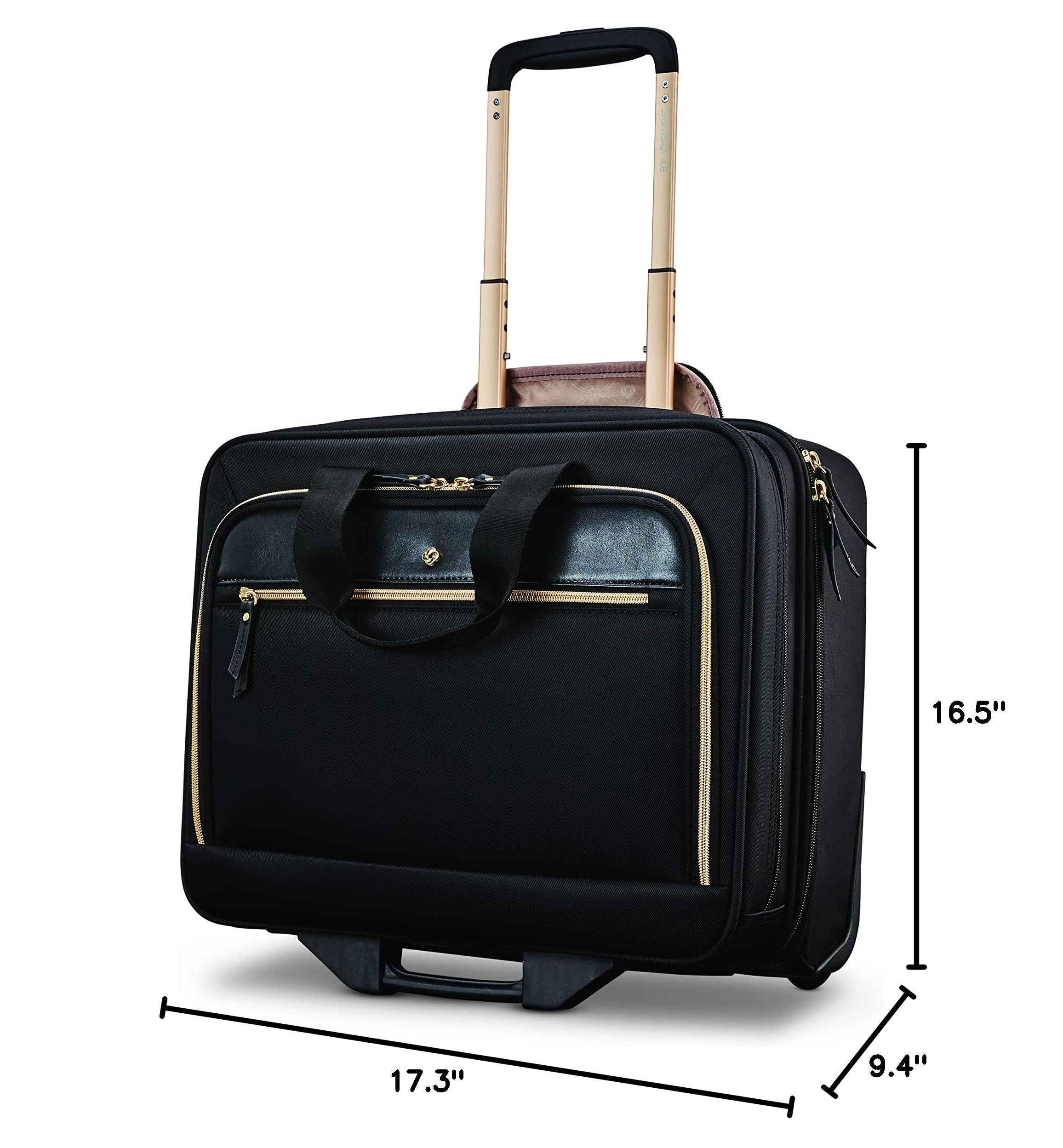 Samsonite Women's Upright Mobile Office Suitcase - Black Water-Resistant Luggage with Padded Laptop Compartment & Front Zippered Pockets | Perfect for Business Travel & Work Commutes