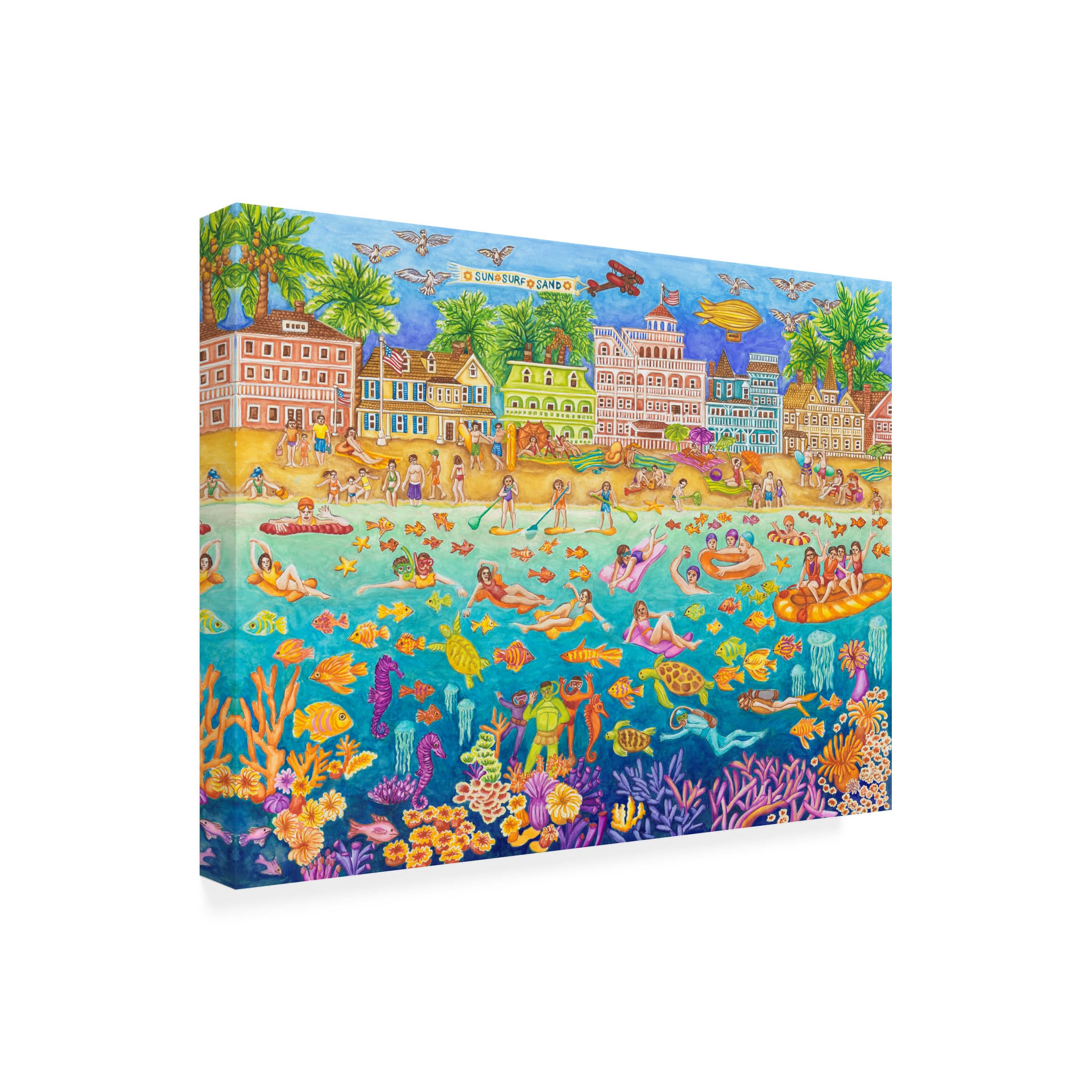 Trademark Fine Art 'Tropical Swim Party' Canvas Wall Art by Andrea Strongwater - Vibrant Beach Decor for Living Room, Bedroom & Office