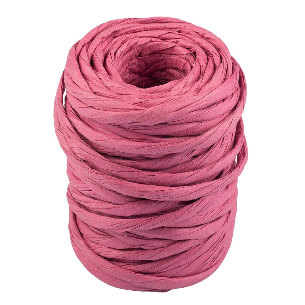 JAM Paper Twisted Kraft Ribbon - 3/8 Inch Wide x 25 Yards - Pink Decorative Ribbon for Gift Wrapping, Crafts, Party Decorations - Sold Individually in Rolls