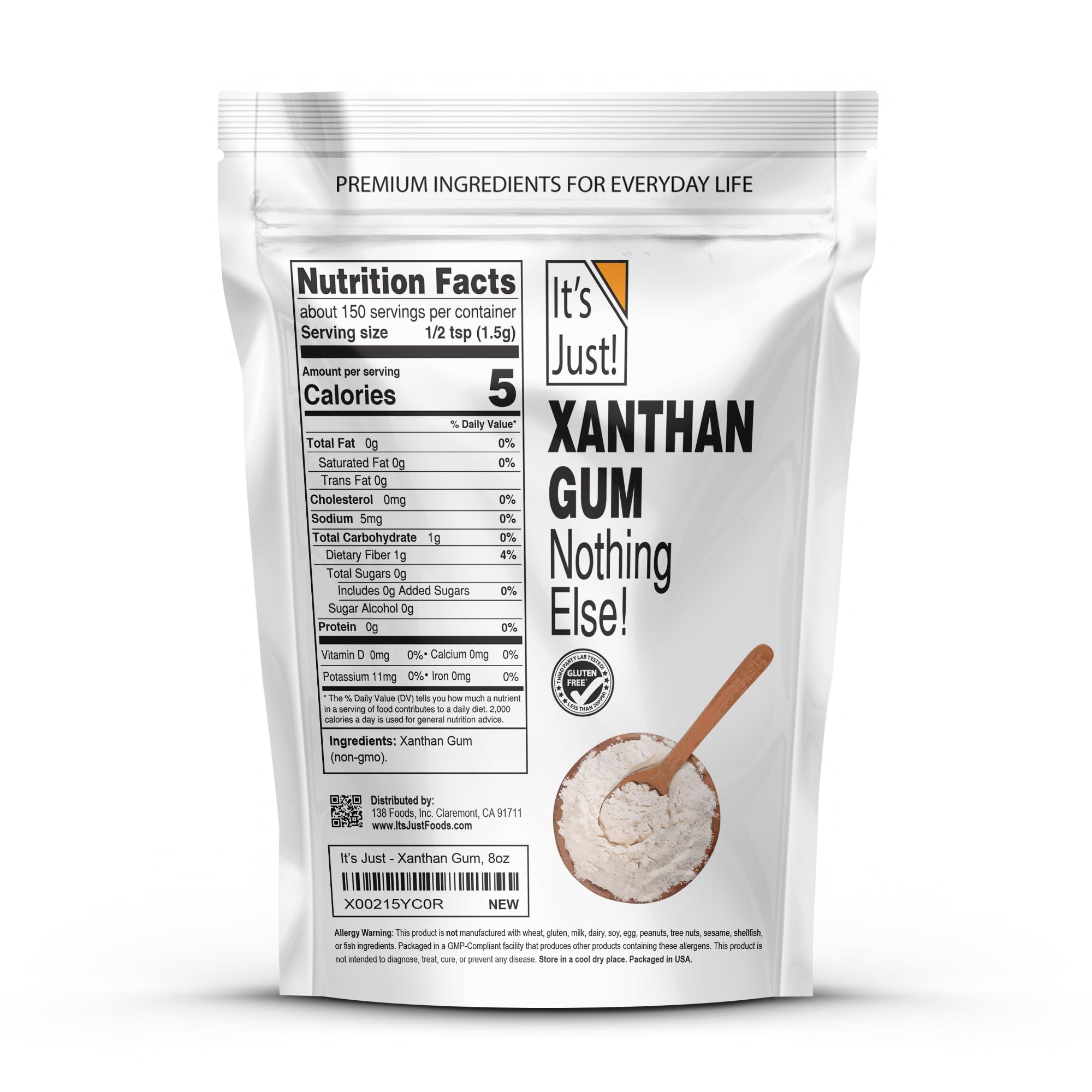 Xanthan Gum 8oz - Gluten Free, Non-GMO, Keto-Friendly Thickener for Baking, Sauces, Soups & Dressings | USA Made | Perfect for Keto Recipes, Smoothies & Homemade Cosmetics