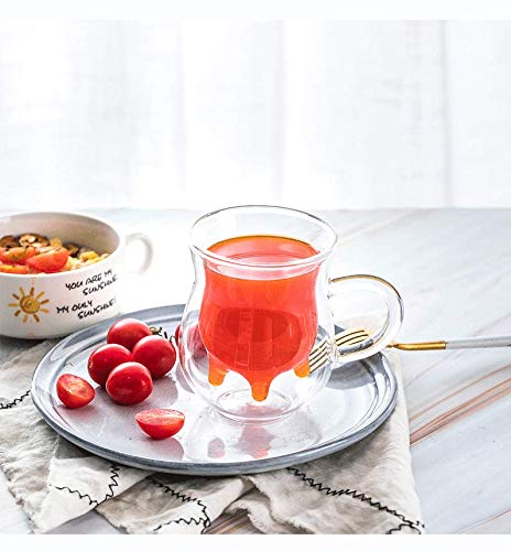 Double Wall Insulated Glass Mug - 230ML/7.7oz Cute Calf Design Coffee Cup for Hot & Cold Drinks, Perfect for Coffee, Tea, Milk and Creamer Pitcher - Ideal for Home, Office and Gifts