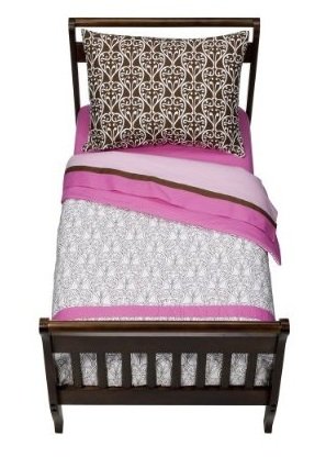 Bacati Damask White and Chocolate Decorative Pillow 12x16 Inches - Elegant Home Decor for Living Room, Bedroom, and Sofa