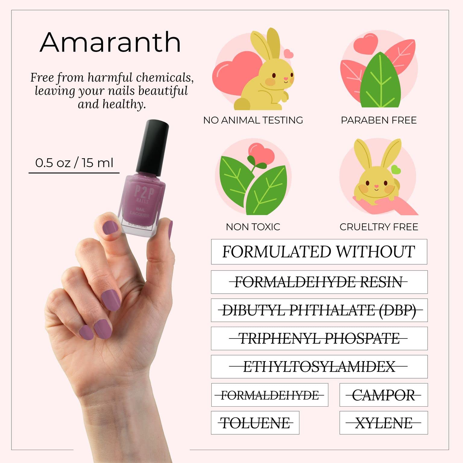 Vegan Purple Nail Polish - All Season Long Lasting & Salon Quality Nail Lacquer with Natural Shine (Amaranth) - Perfect for Manicures, Pedicures & Special Occasions