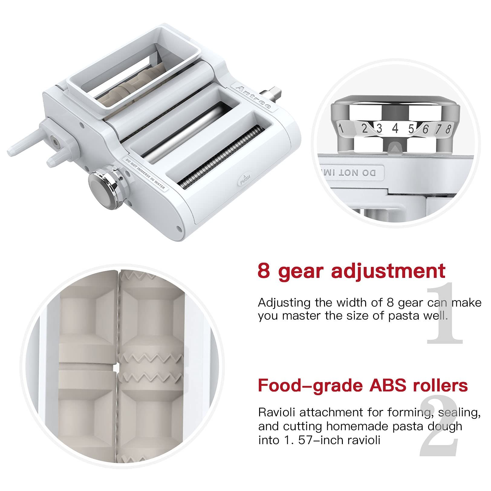 ANTREE 3-in-1 Pasta Maker Attachment for KitchenAid Stand Mixers - Includes Pasta Sheet Roller, Spaghetti Cutter & Ravioli Maker - Perfect for Homemade Pasta, Italian Dishes & Family Cooking