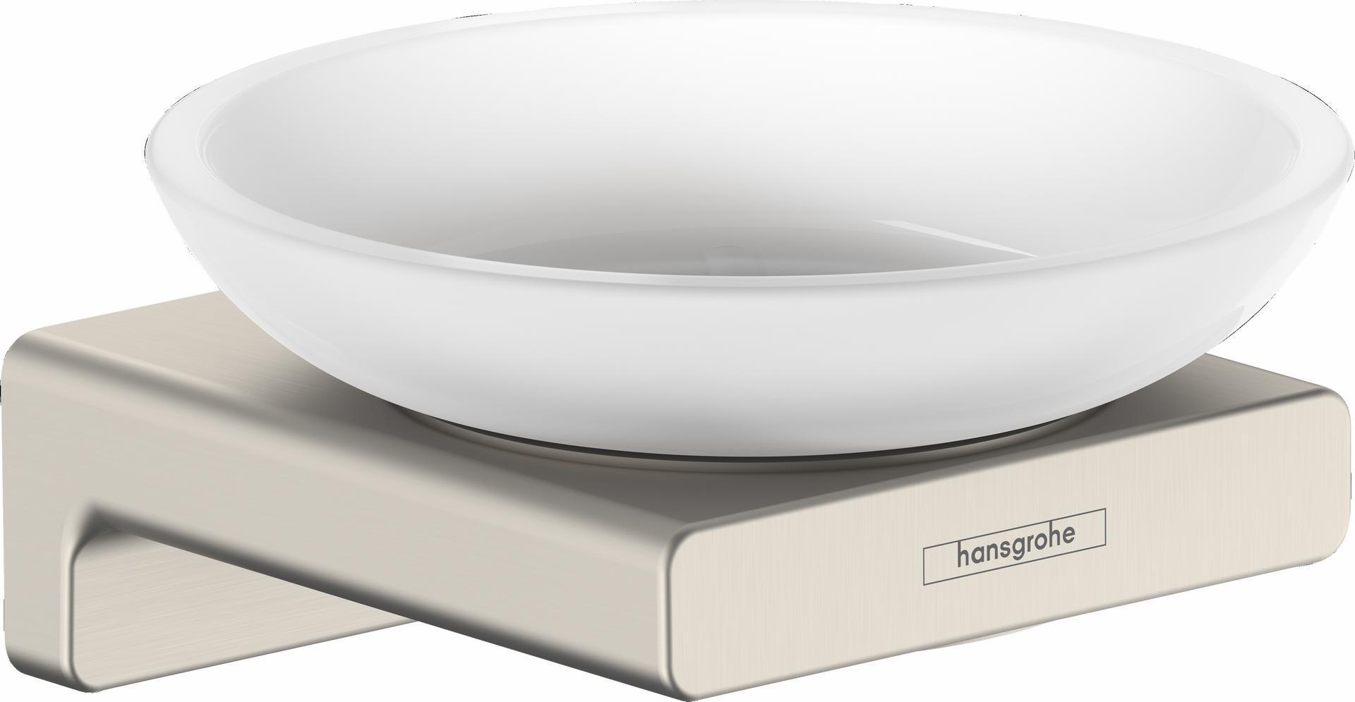 Hansgrohe AddStoris Soap Dish in Brushed Nickel - Modern Bathroom Organizer for Showers, Sinks, and Countertops (Model 41746820)