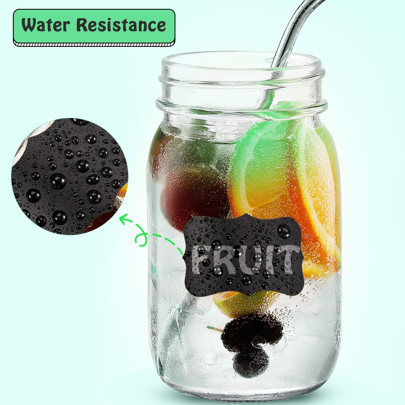 300 Pack Reusable Waterproof Chalkboard Labels Stickers - Includes 2 Liquid Chalk Markers for Jars, Storage Bins, Bottles - Perfect for Crafting, Kitchen Pantry Organization & Office Use (Rectangle & Wave Styles) - Ideal for Home, School and Business Labeling Needs