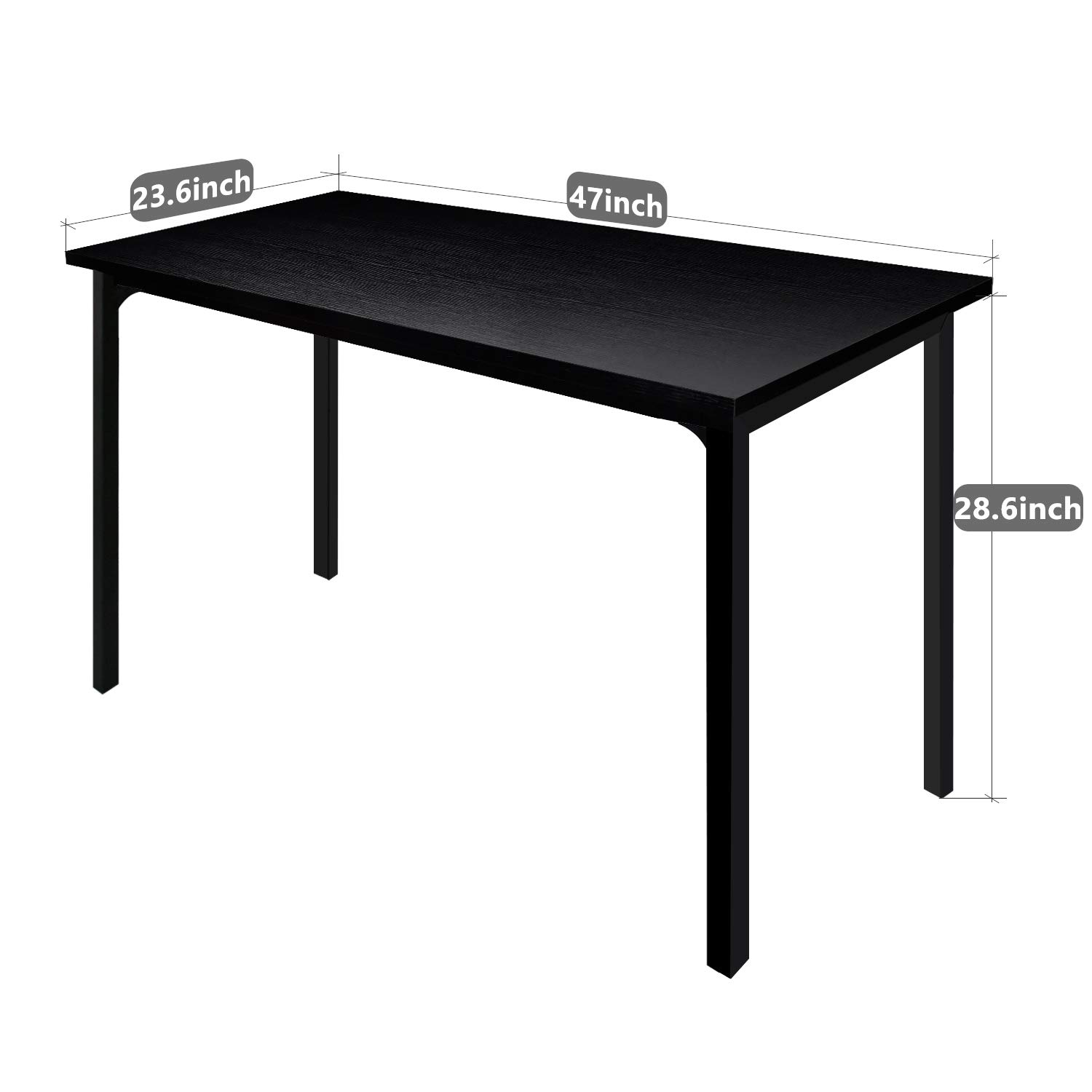 Simple Deluxe 47 Inch Home Office Computer Desk - Sturdy Black Study Desk for Work, Gaming & Writing | Perfect for Small Spaces, Dorm Rooms & Home Offices