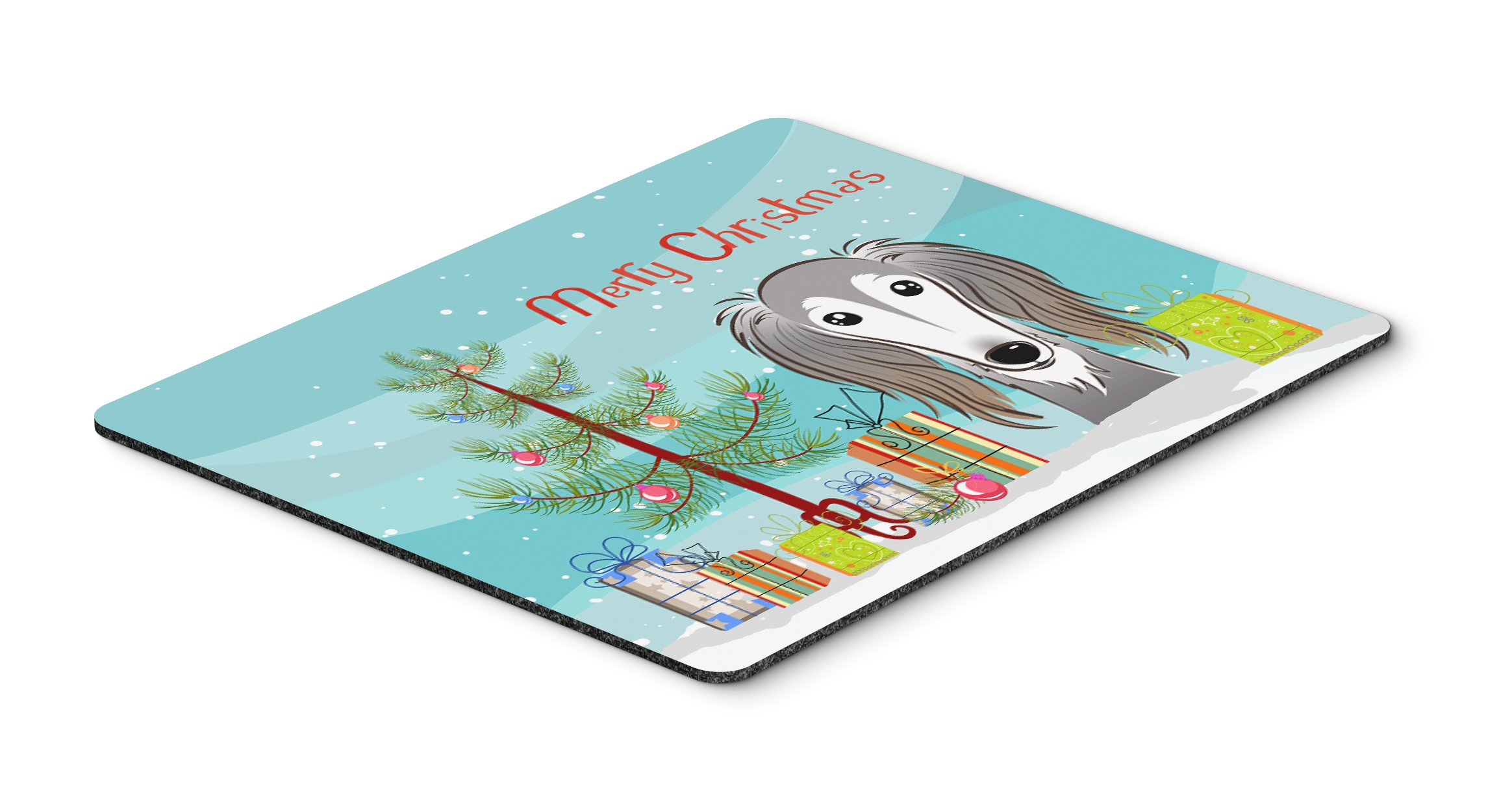 Caroline's Treasures BB1601MP Christmas Tree & Saluki Mouse Pad - Large Washable Non-Slip Desk Mat for Home Office, Gaming, Computer & Laptop Use - Perfect Holiday Gift for Dog Lovers & Christmas Decor