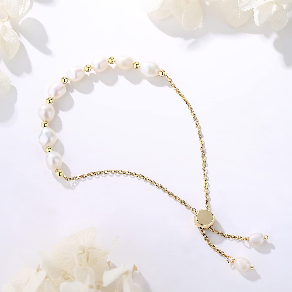 Elegant Baroque Pearl Stretch Bracelet for Women - Adjustable Oval Pearl Bangle Handmade Jewelry, Perfect for Weddings, Parties & Everyday Wear